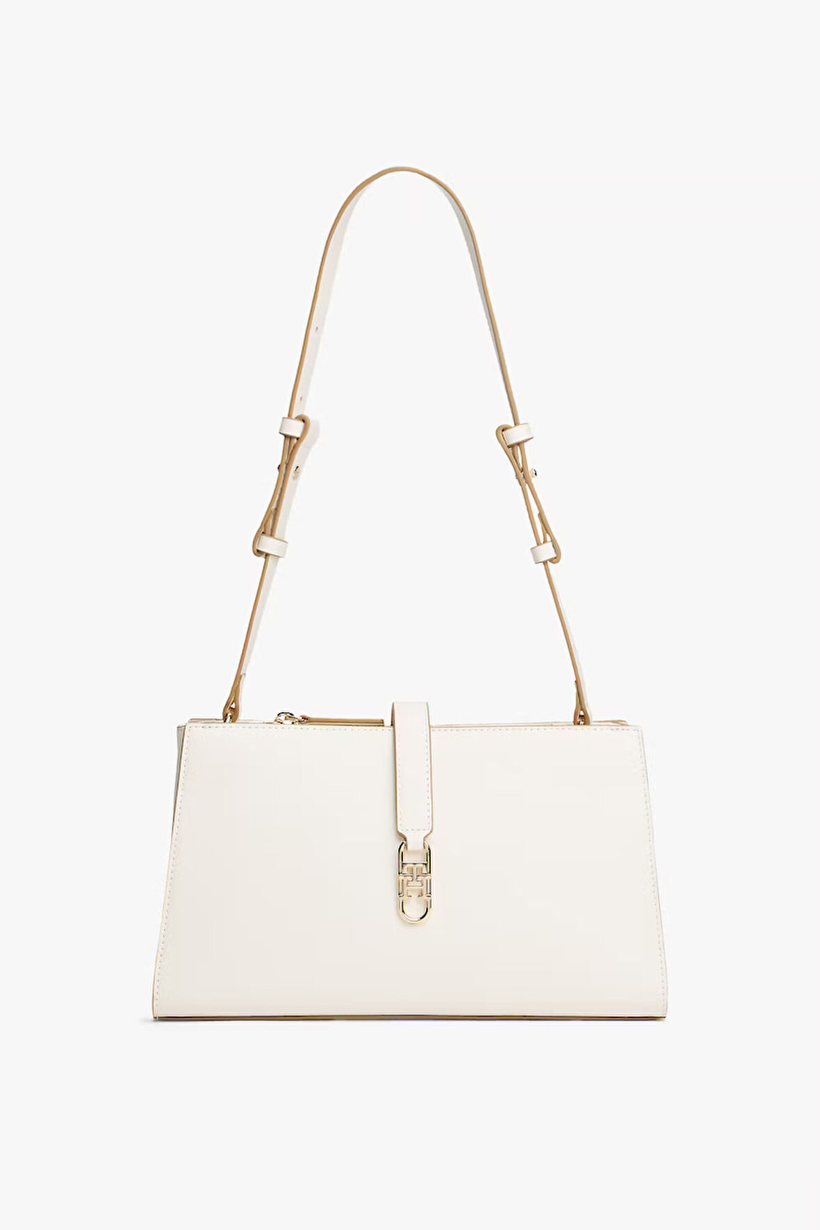 Kadın Metal Tokalı Askılı Omuz Çantası - Krem | undefined