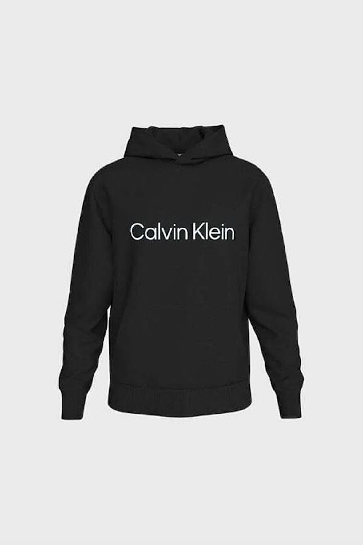 Erkek Regular Fit Logo Baskılı Kapüşonlu Kanguru Cepli Sweatshirt - Siyah | M