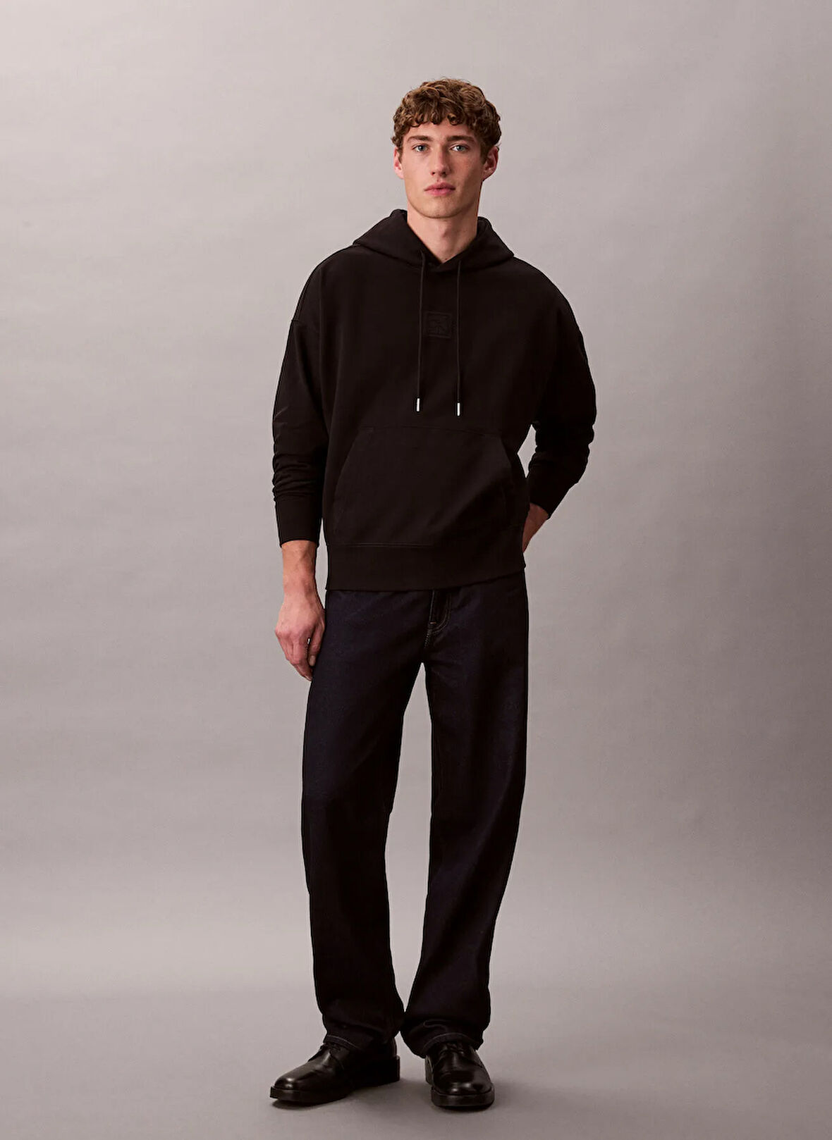 Calvin Klein Kapüşon Yaka Siyah Erkek Sweatshırt LV14LD225GUB1_PREMIUM TERRY CK EMBL