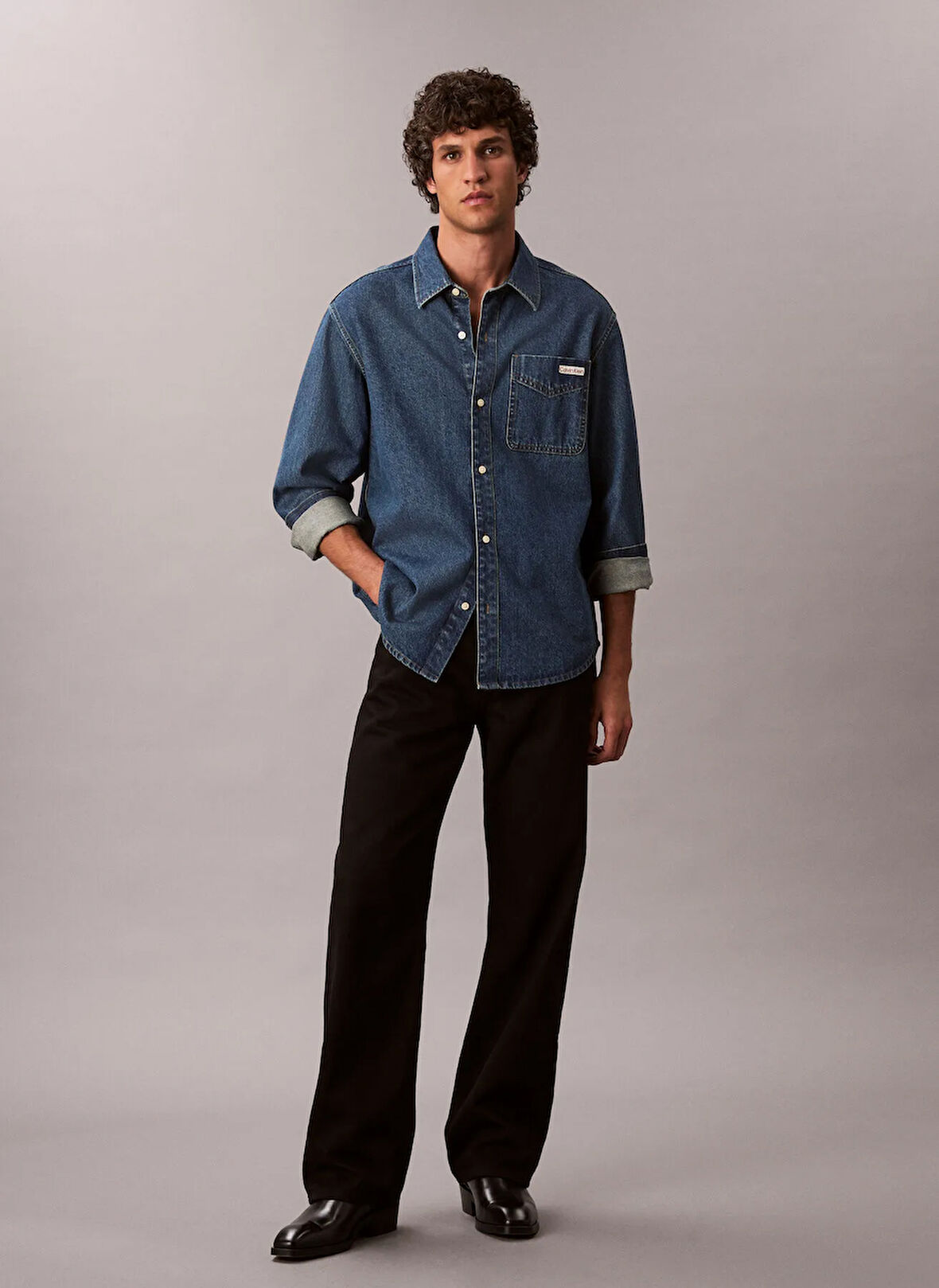 Calvin Klein Jeans Regular Fit Mavi Erkek Denim Gömlek LV04RD764G011 CLASSIC HARBOUR BLUE