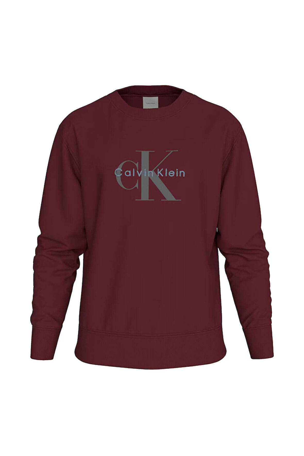 Erkek Bisiklet Yaka Monogram Logolu Pamuklu Sweatshirt - Bordo | XL