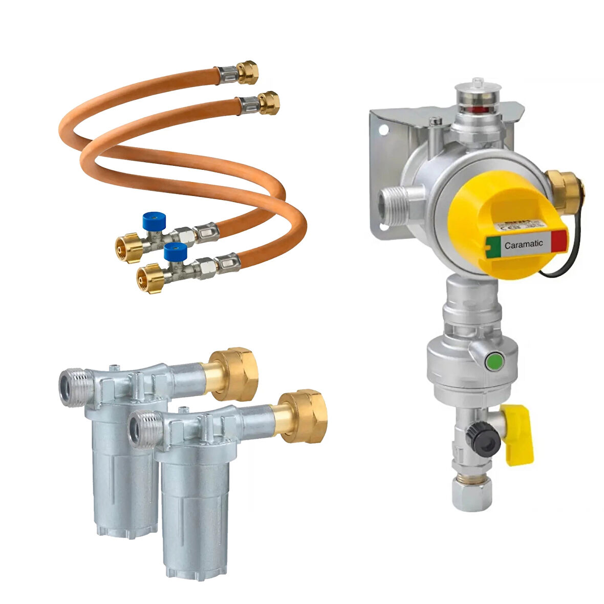 GOK Caramatic Drive Two 30Mbar 2li Dikey + Filtre + Hortum Gaz Dedantör Seti