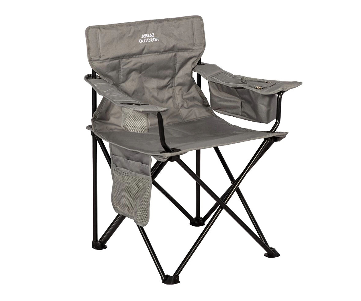 Aygaz Outdoor Gri 100Kg Çelik Katlanır Kamp Sandalyesi