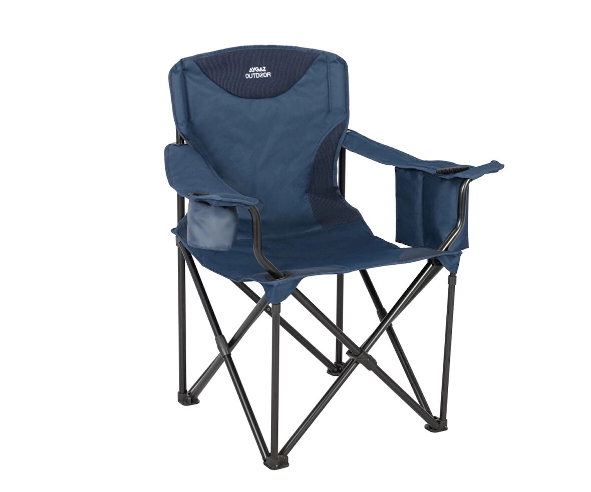 Aygaz Outdoor XXL Kıng Lacivert 150Kg Çelik Katlanır Kamp Sandalyesi