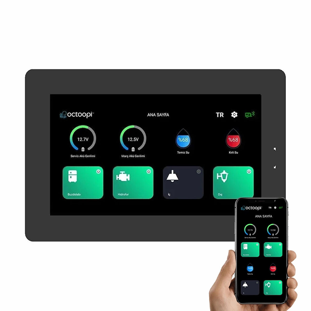 Octoopi Van B7001 7 inç Dijital Akıllı Karavan Kontrol Paneli