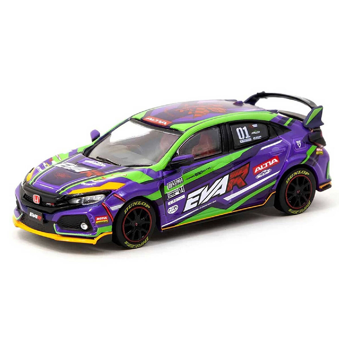 1:64 Diecast Honda Civic Type R1 FK8 Eva Racing Tarmac Model Araba