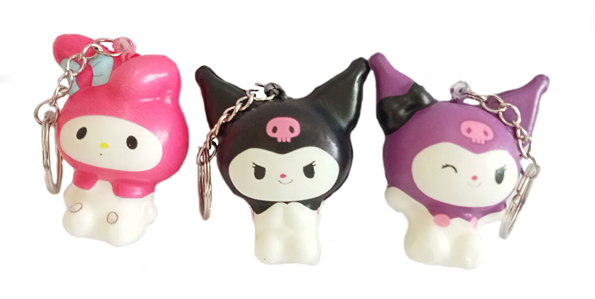 (3 Adet ) Kuromi Squishy Ufak Boy 6x5 cm Farklı Renkler