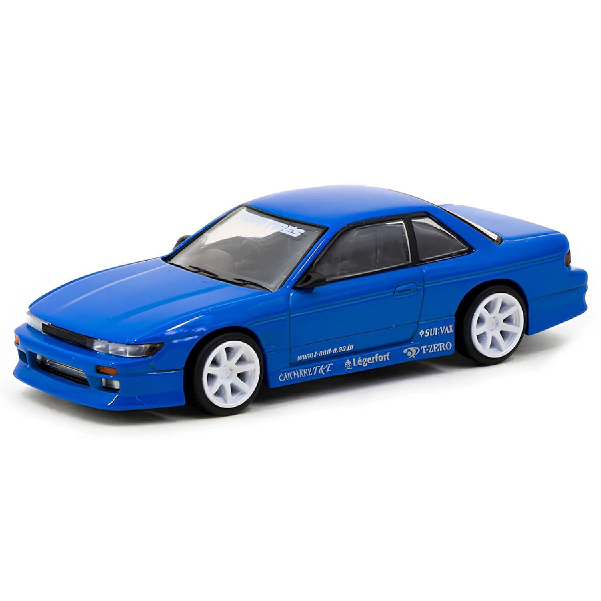 1:64 Diecast Nissan Silvia S13 Vertex Blue Metallic Tarmac Model Araba