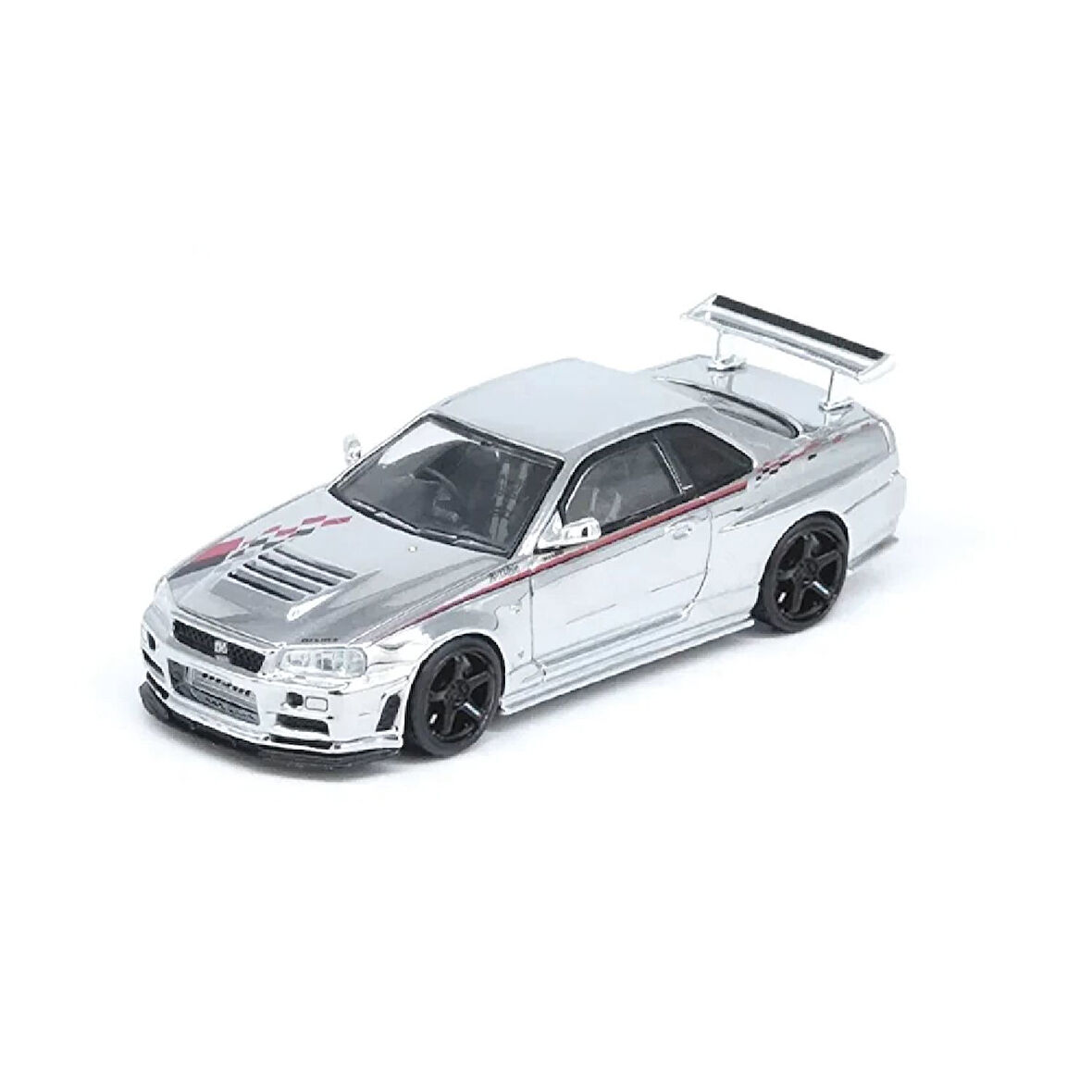 1:64 Diecast Nissan Skyline GT-R R34 Nismo R-Tune Chrome 3 Inno Model Araba