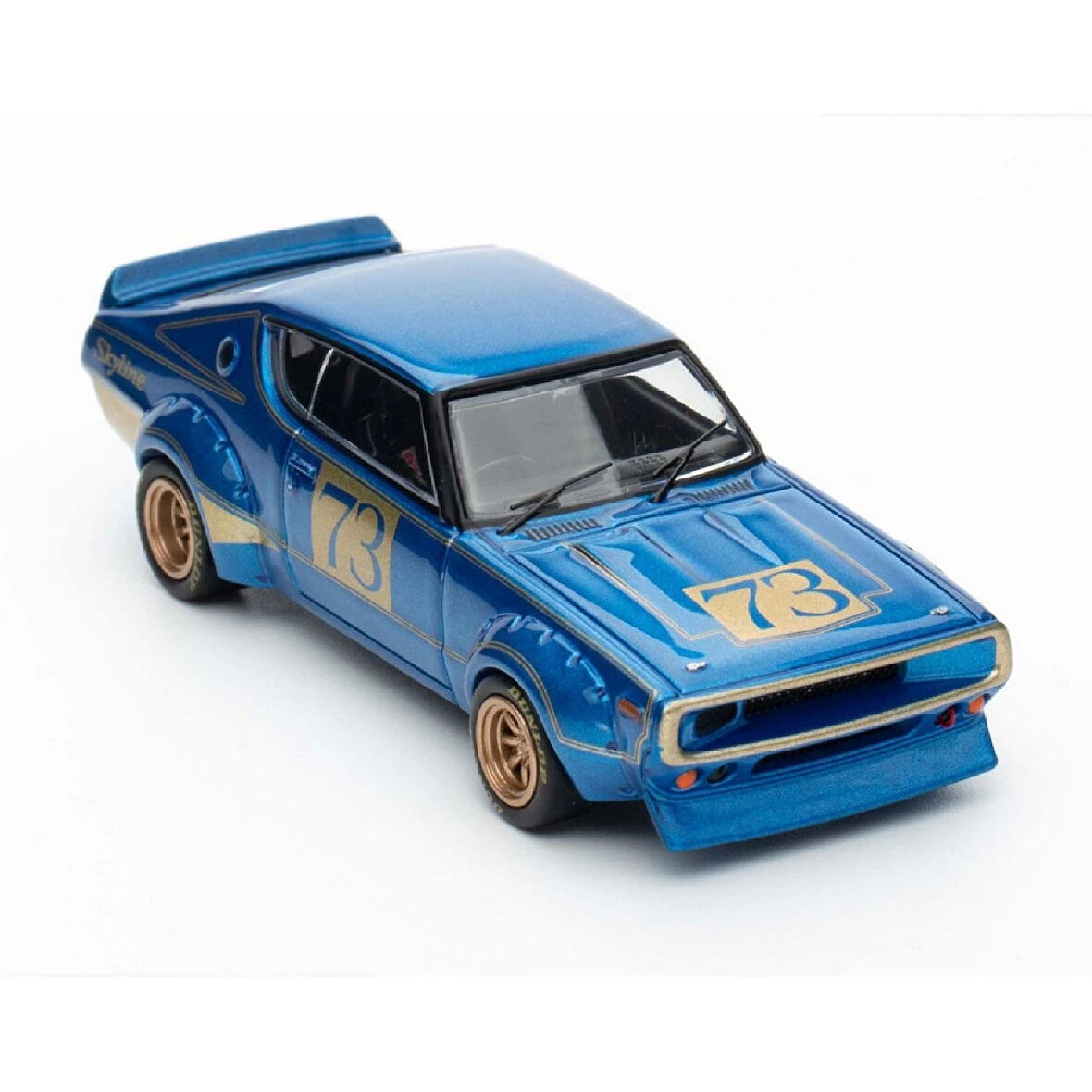 1:64 Diecast Nissan Skyline 2000 GT-R KPGC110 Racing Concept Blue Inno Model Araba