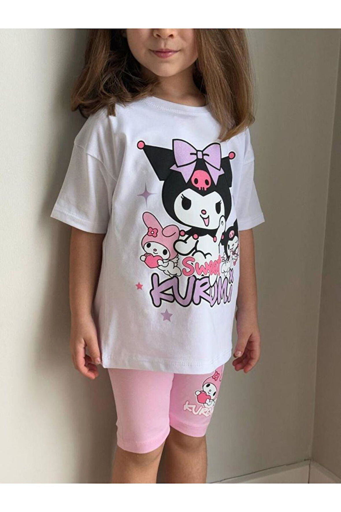 Karakter Baskılı T-shirt ve Taytlı Alt Üst Kız Çocuk Takım (2-8 Yaş)