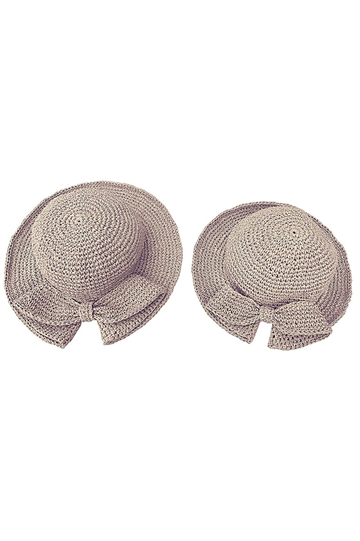 Anne Kız (2-8 Yaş) Hasır Şapkalar- Bej Hasir