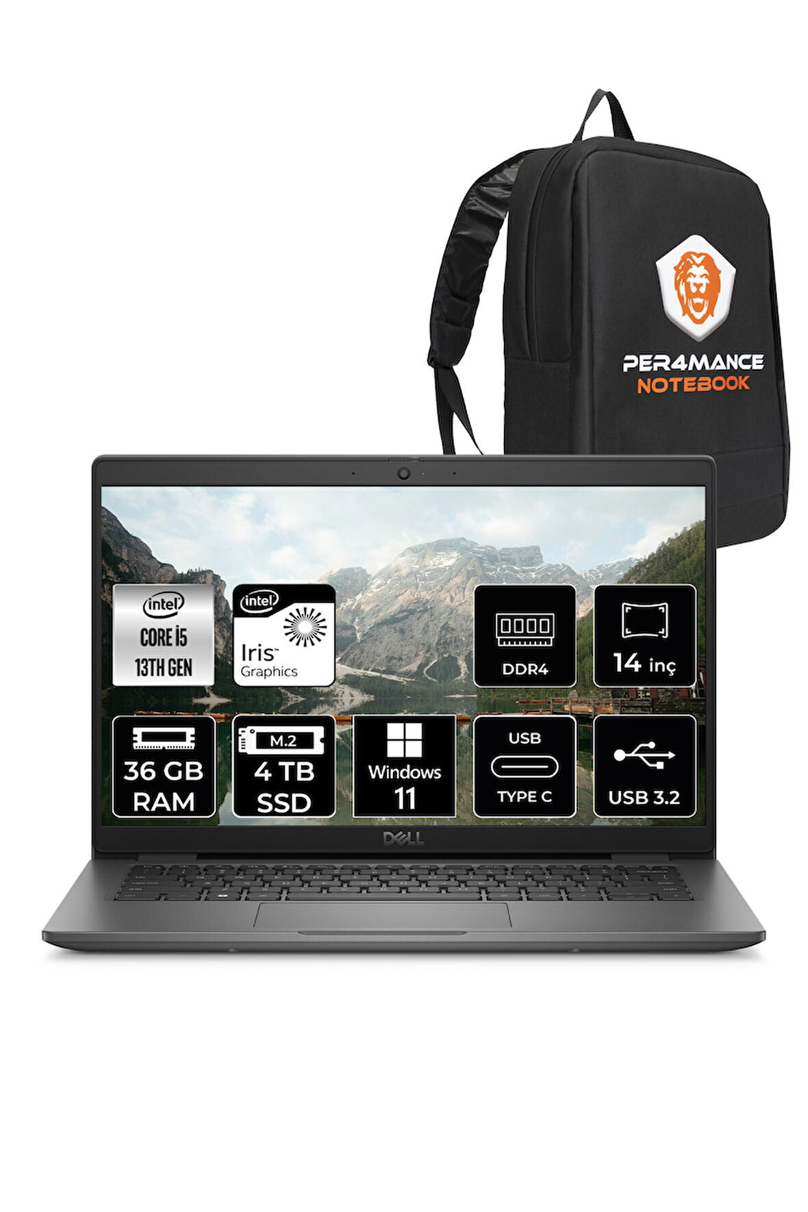 Dell Latitude 3440 i5-1335U 36GB RAM 4TB SSD 14'' FHD W11HOME Dizüstü Bilgisayar & PER4 ÇANTA 