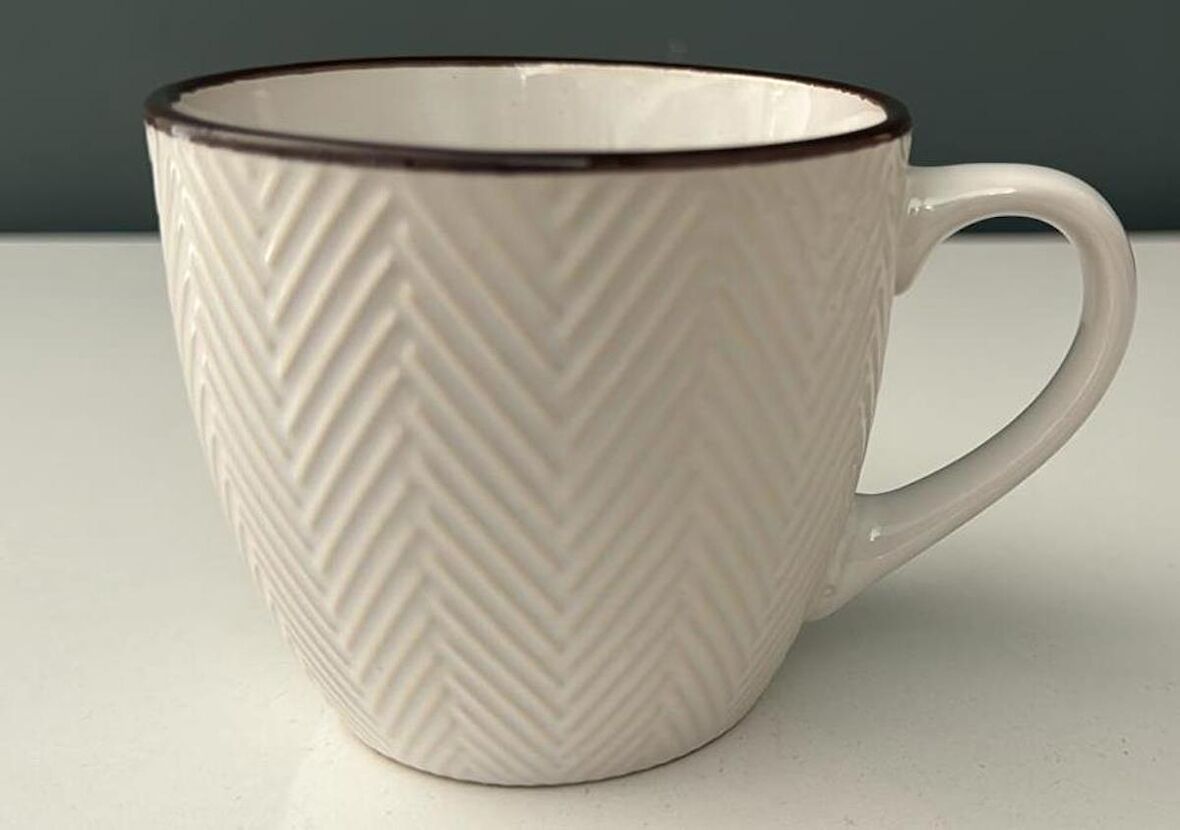 TANTİTONİ STONEWARE KISA ÇİZGİLİ MUG BEYAZ 250 ML