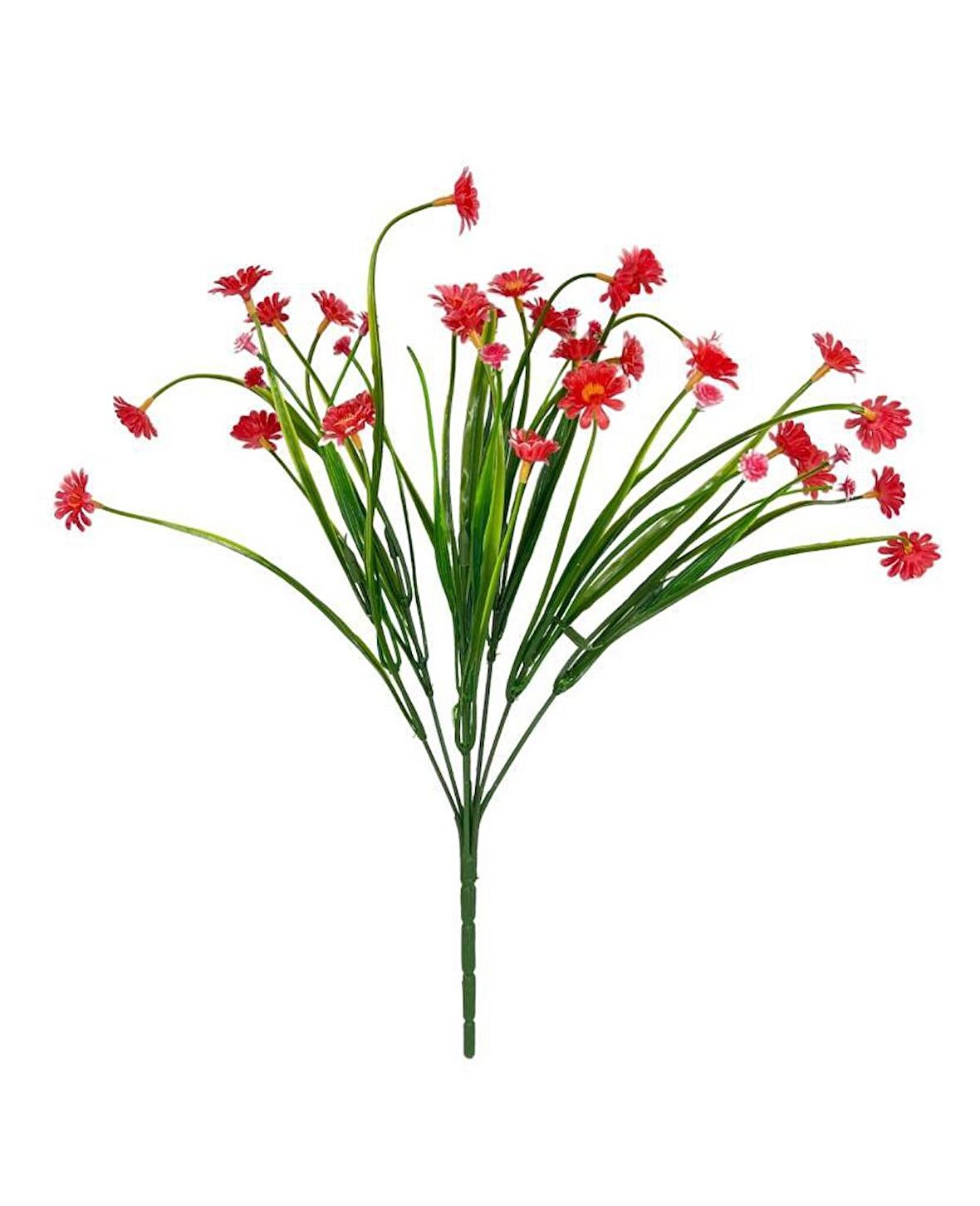 Yapay Çiçek Kırmızı Papatya 7 Dallı Plastik Dekoratif Yapay Bitki