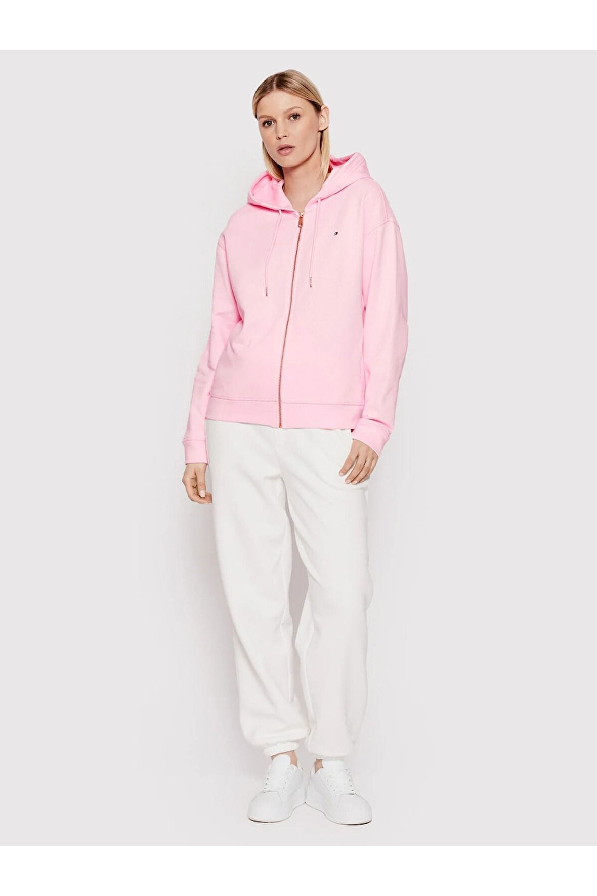 Fermuarlı Kapşonlu Pamuklu Sweatshırt