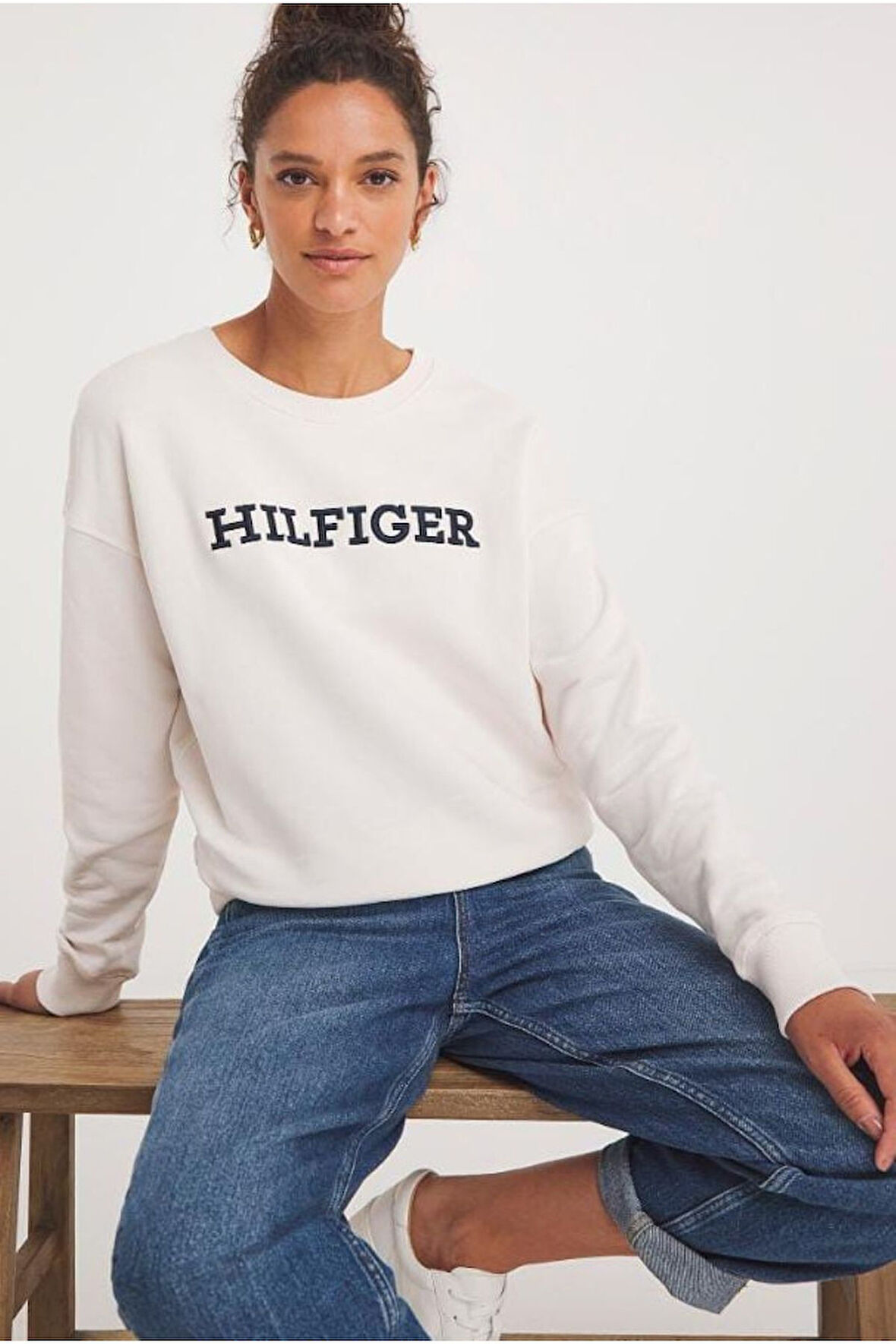 Hilfiger Monotip Nakışlı rahat kesim sweatshirt