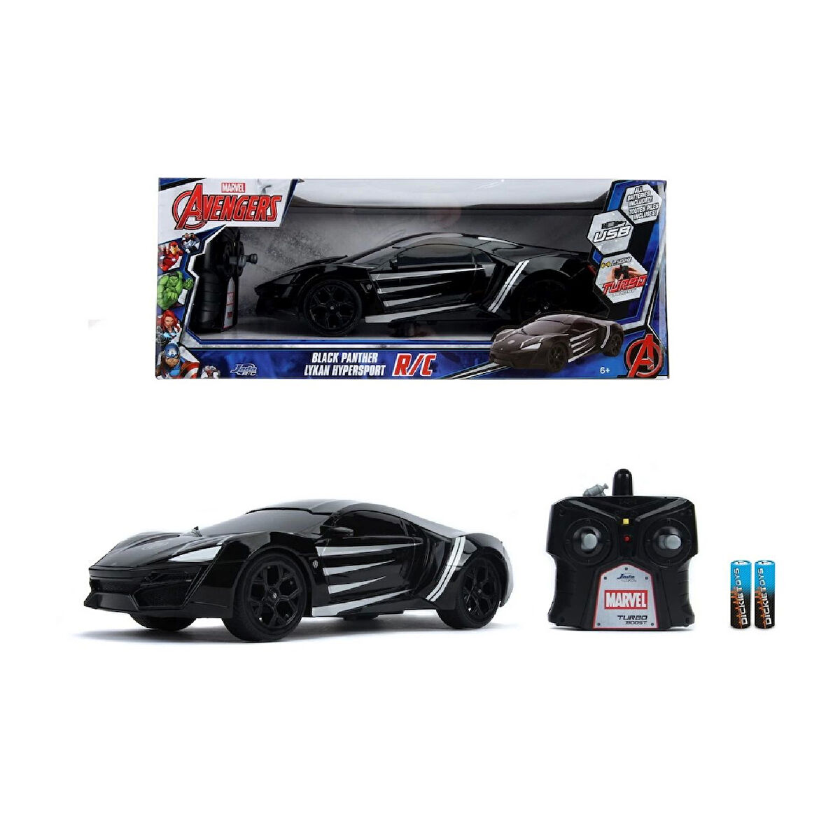 USB Şarjlı Uzaktan Kumandalı 1:16 Avengers Black Panther Lykan Hypersport Araba