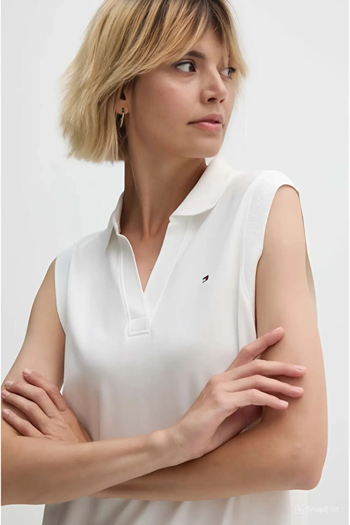 Kadın Polo Yaka Beyaz Elbise