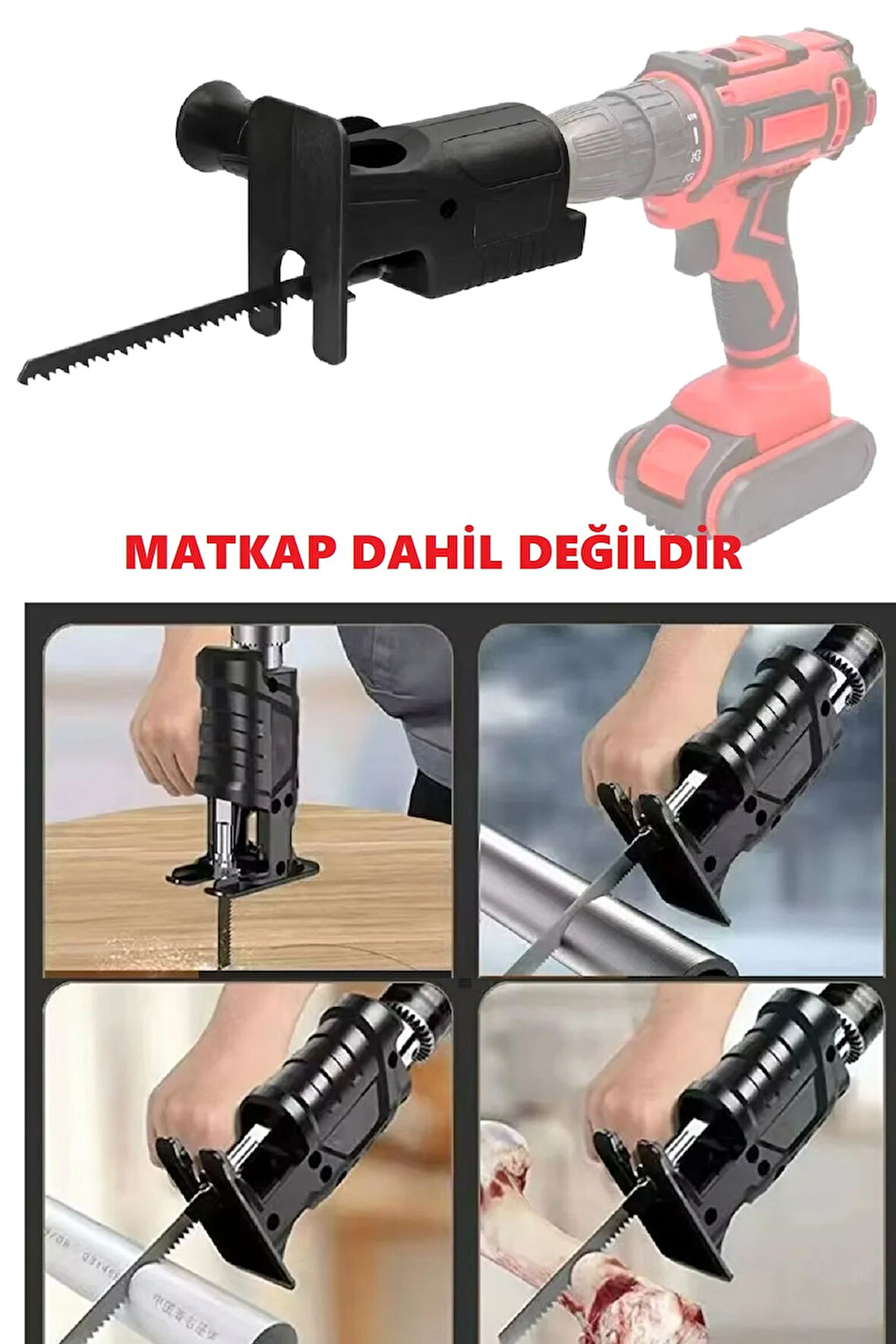 Matkap Testere Dönüştürücü Aparat Pistonlu Testere Adaptörü Matkabı Testere Gibi Kulanın 3 Bıçaklı