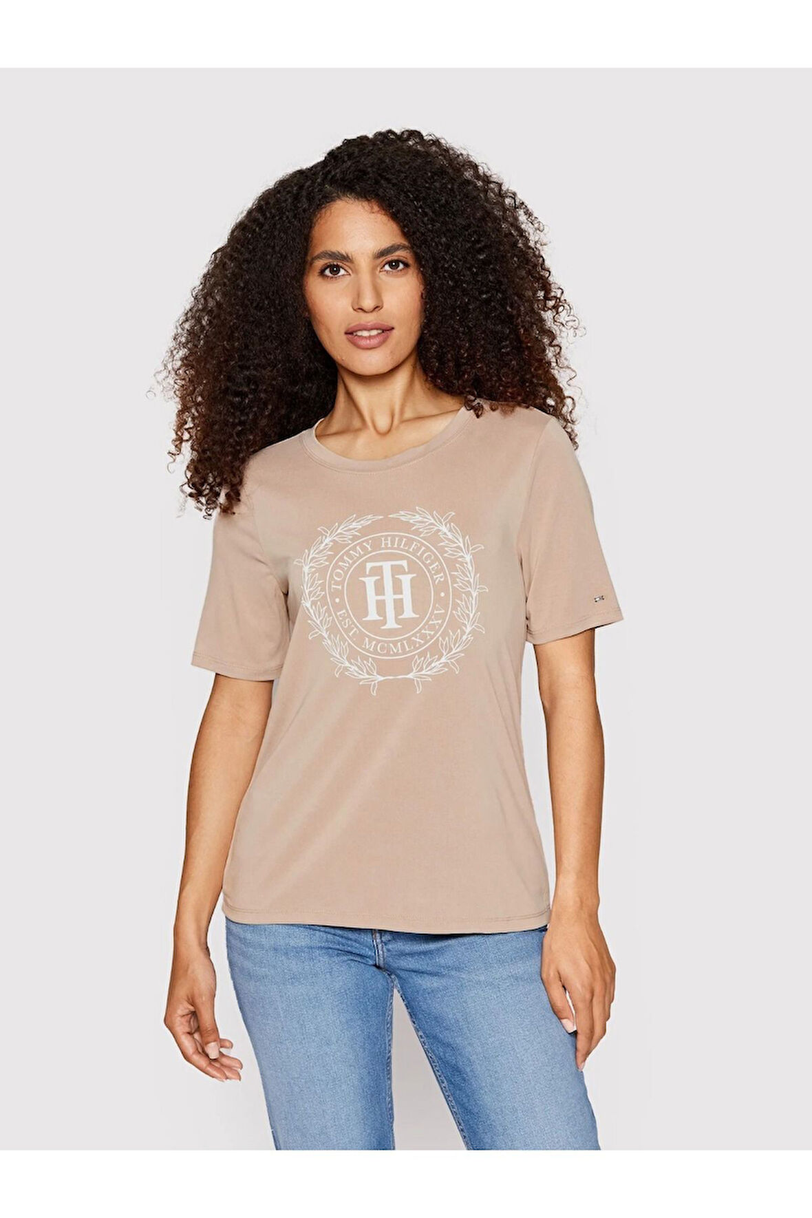 T-shirt Sueded Beige Regular Fit