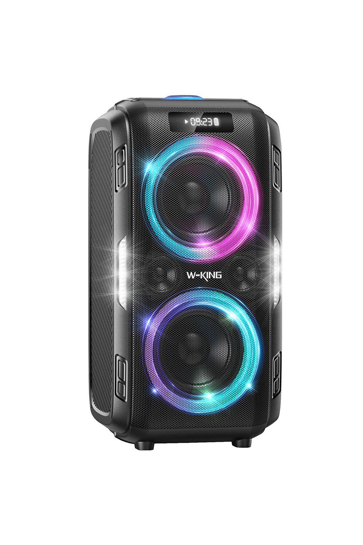 W-KING T9PRO Bluetooth Hoparlör 250W Partybox 24S Dinleme Işıklı IPX5 Kablosuz Stereo TWS Ses Bombası Siyah