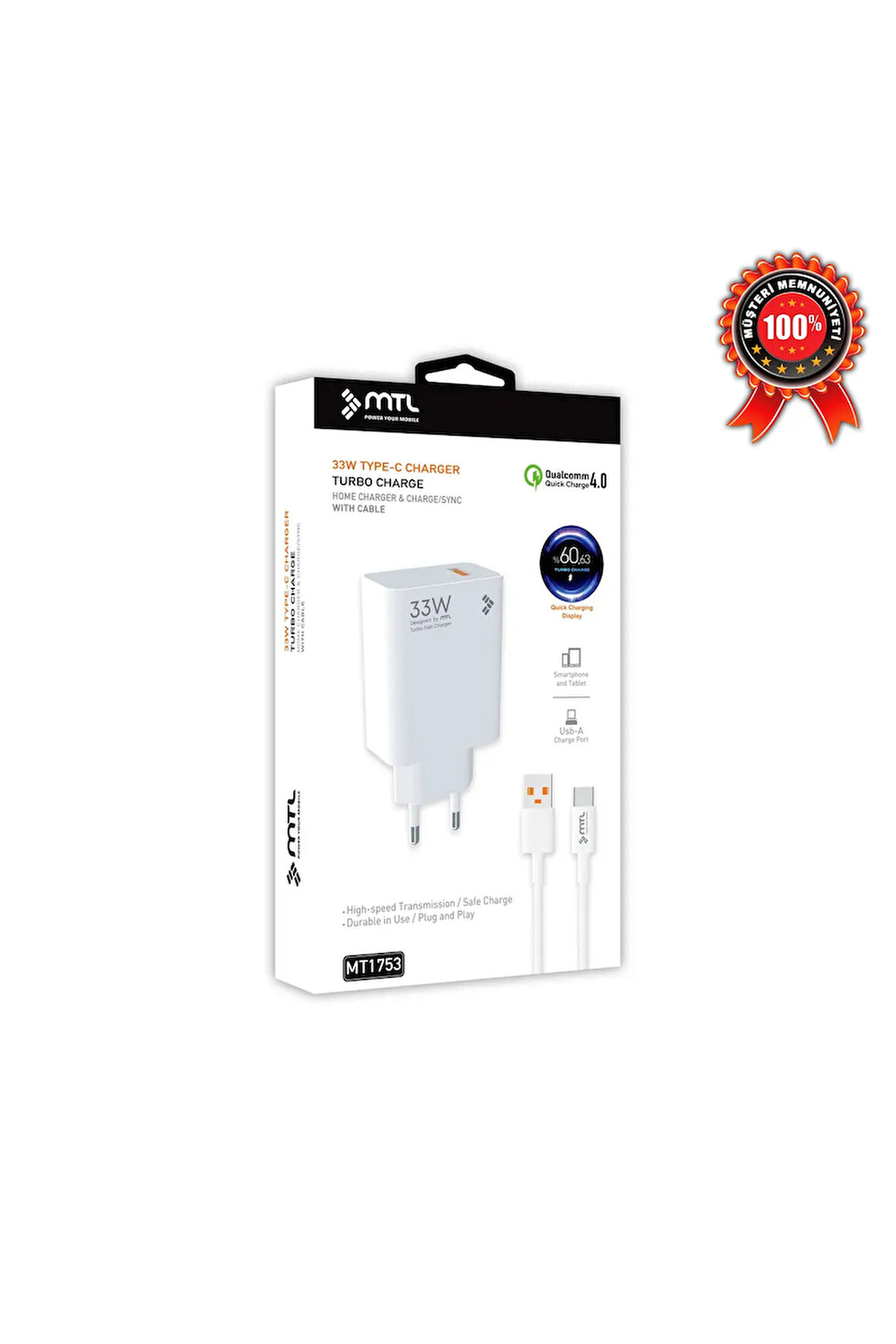 Cmf Phone 2 Pro Uyumlu 33W Turbo USB Şarj Seti Qc 4.0 MT-A1753