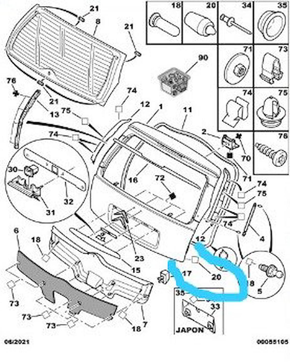 CITROEN C3 2002-2009 BAGAJ AYAR TAKOZU OEM 8735.75 