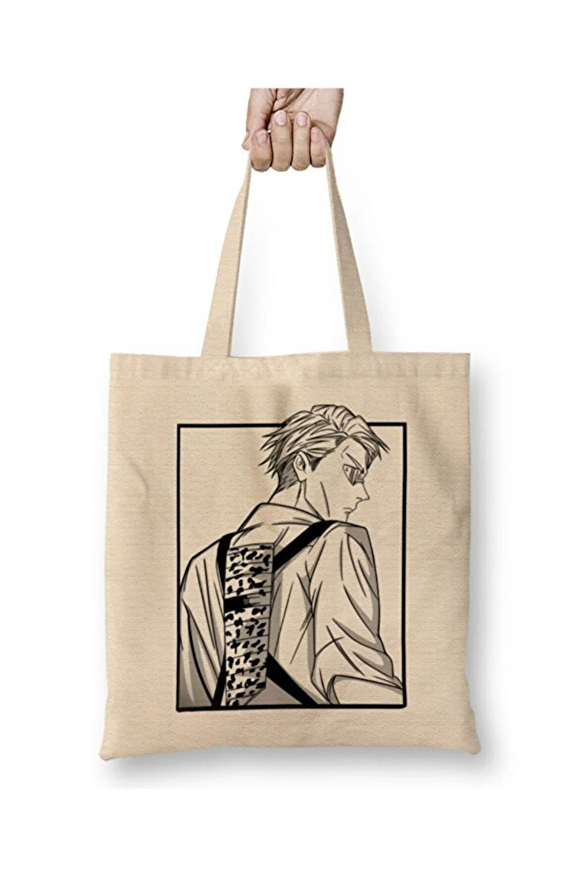 Jujutsu Kaisen Nanami Kento Beyaz Bez Çanta Uzun Saplı Alışveriş Çantası Plaj Çantası