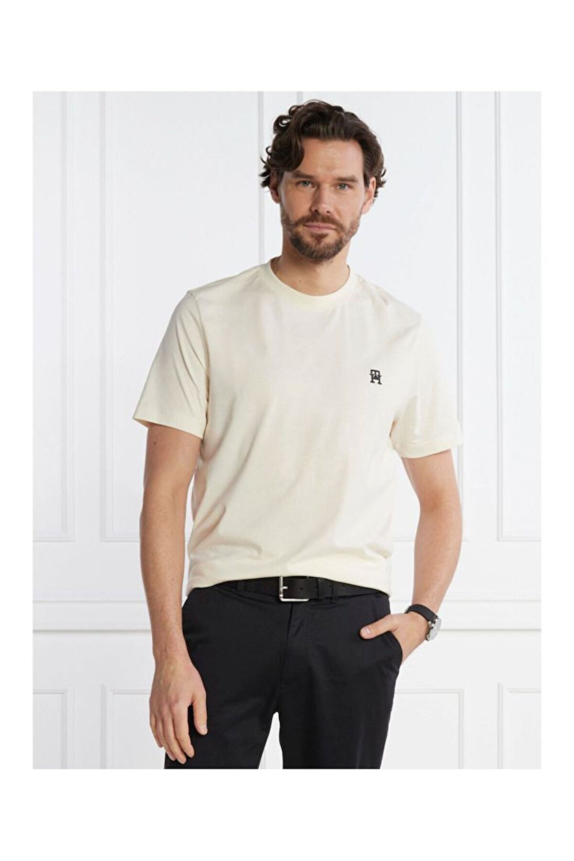 Erkek Dokuma Kumaş Kısa Kol Düz Model Bej T-Shirt MW0MW33987-AEF