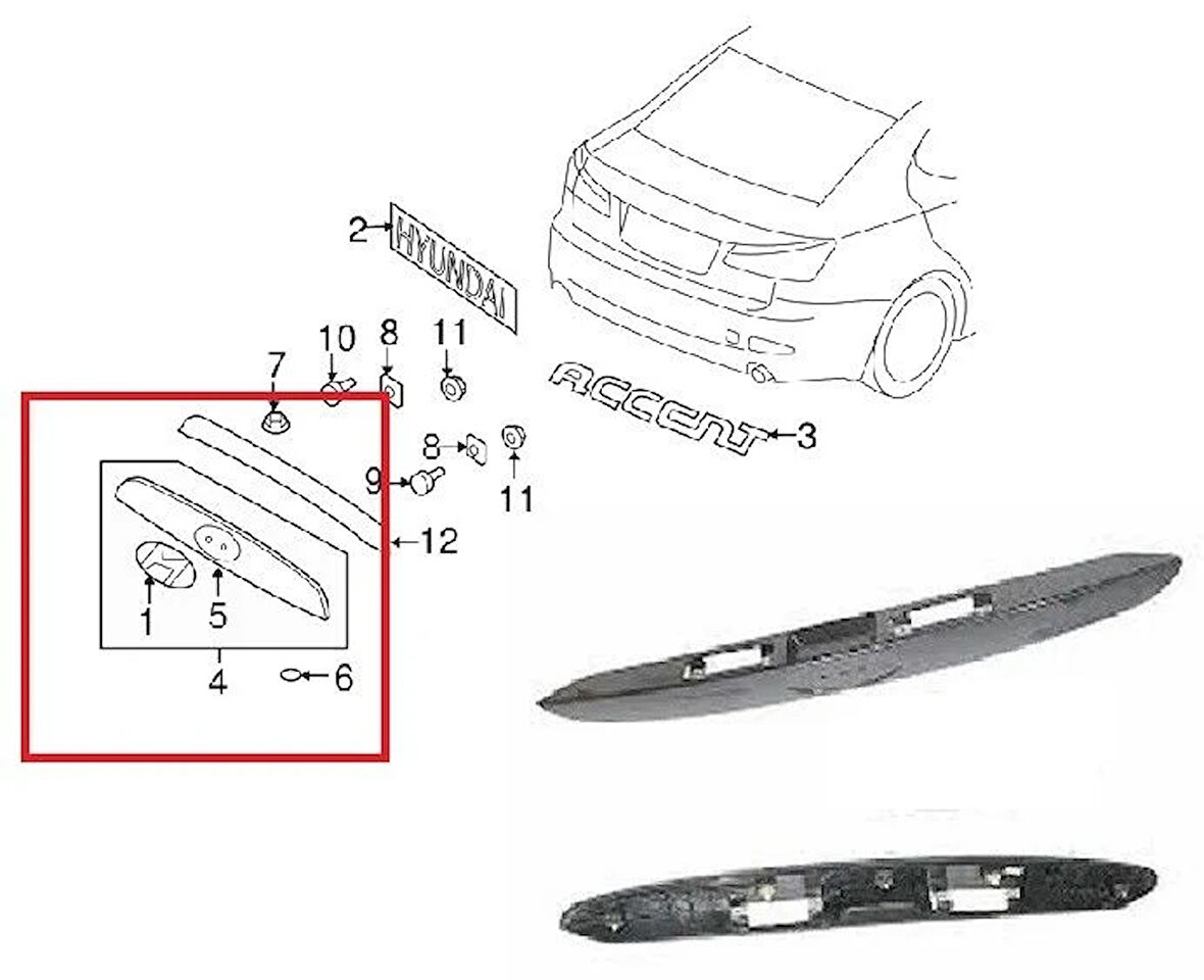 HYUNDAİ - ARKA BAGAJ PLAKA ÜST NİKELAJ ACCENT ERA 2006- - 87370-1E010