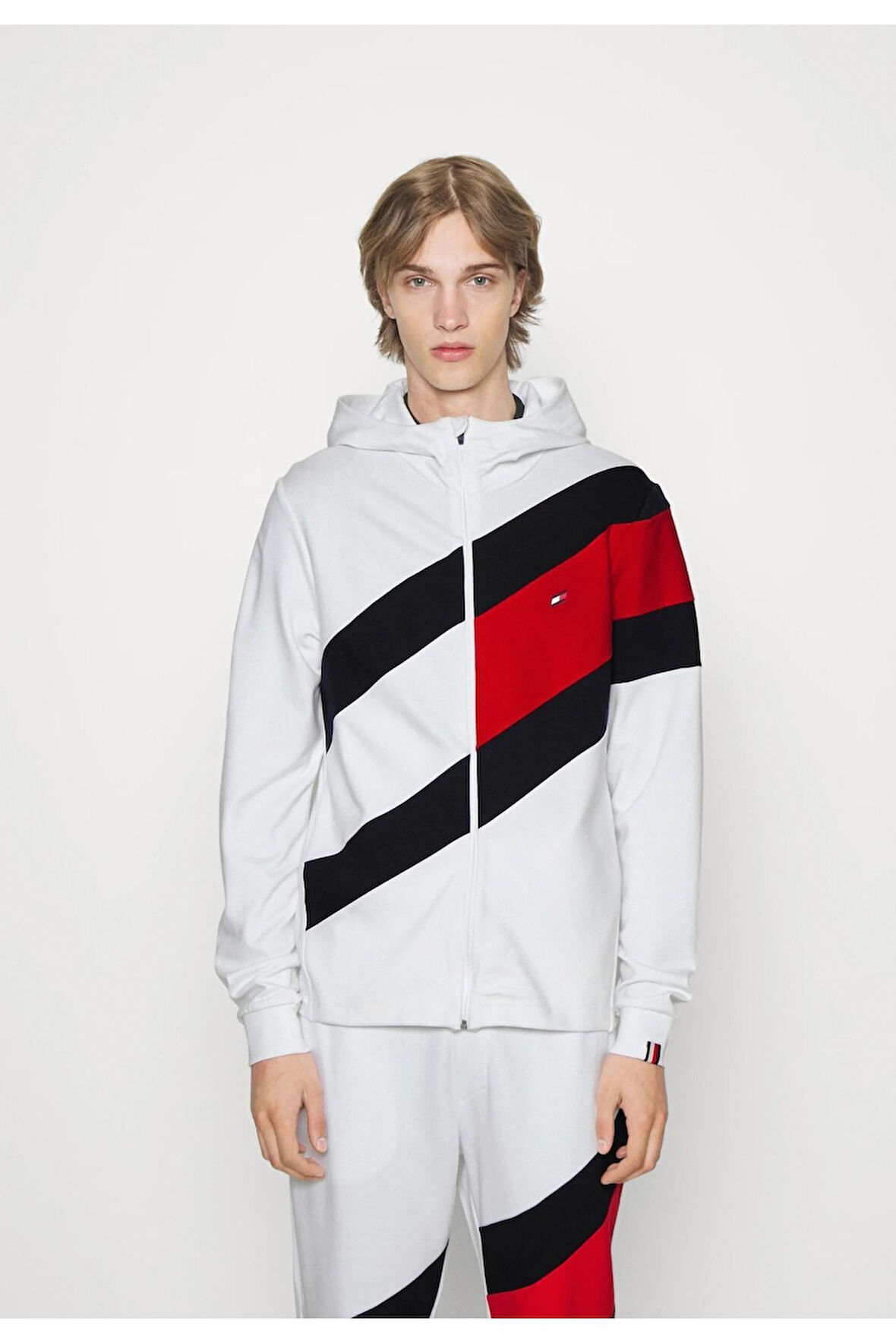 Colobloked Hoody Renkli Fermuarlı Sweatshirt