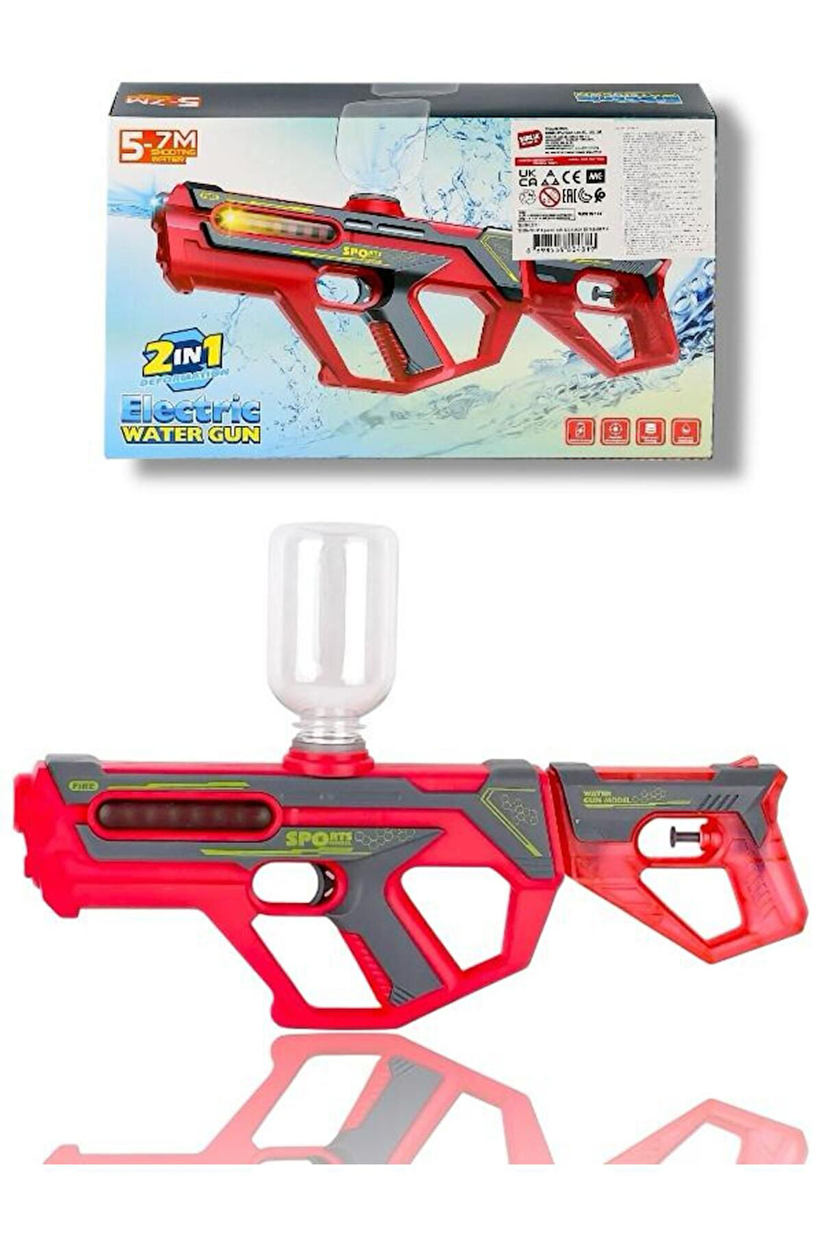 1003 Şarjlı Işıklı Su Tabancası 2IN1 Oyuncak Su Tabancası