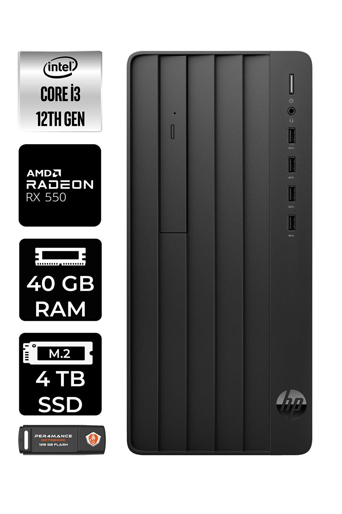 HP PRO TOWER 290 G9 i3 12100 40GB RAM 4TB RAM FDOS 6D3A1EA MASAÜSTÜ PC & PER4 BELLEK