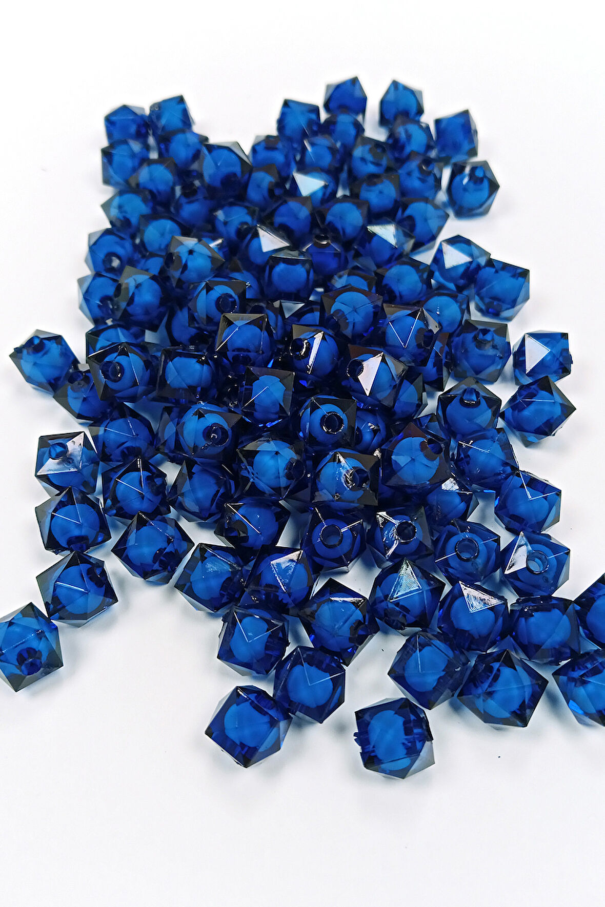 Küp Boncuk İçten Boncuklu Bileklik Çanta Boncuğu 10 mm 50 gr Koyu Mavi - BNC453