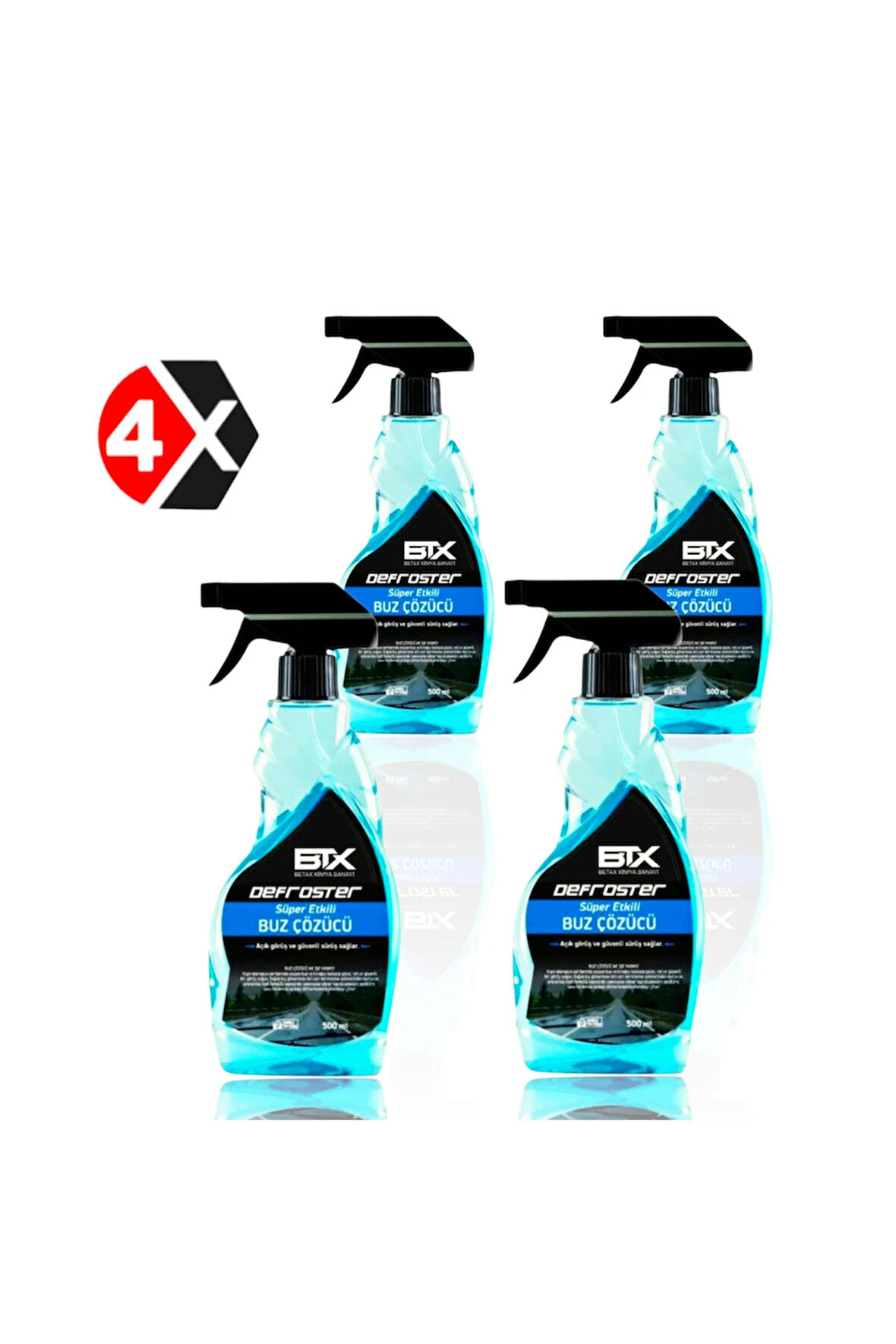 Buz Çözücü Sprey 500ml X 4 Adet Cam Buz Çözücü ve Buzlanma Önleyici