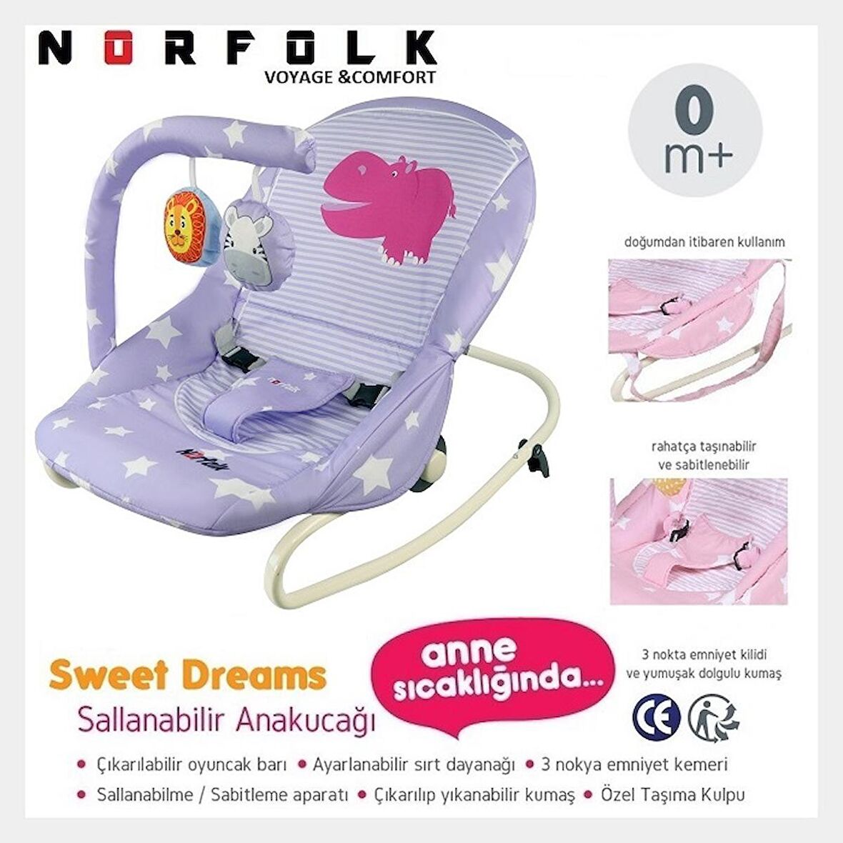 Norfolk Sweet Dreams Oyuncaklı Ev Tipi Ana Kucağı Ana Dizi - Lila