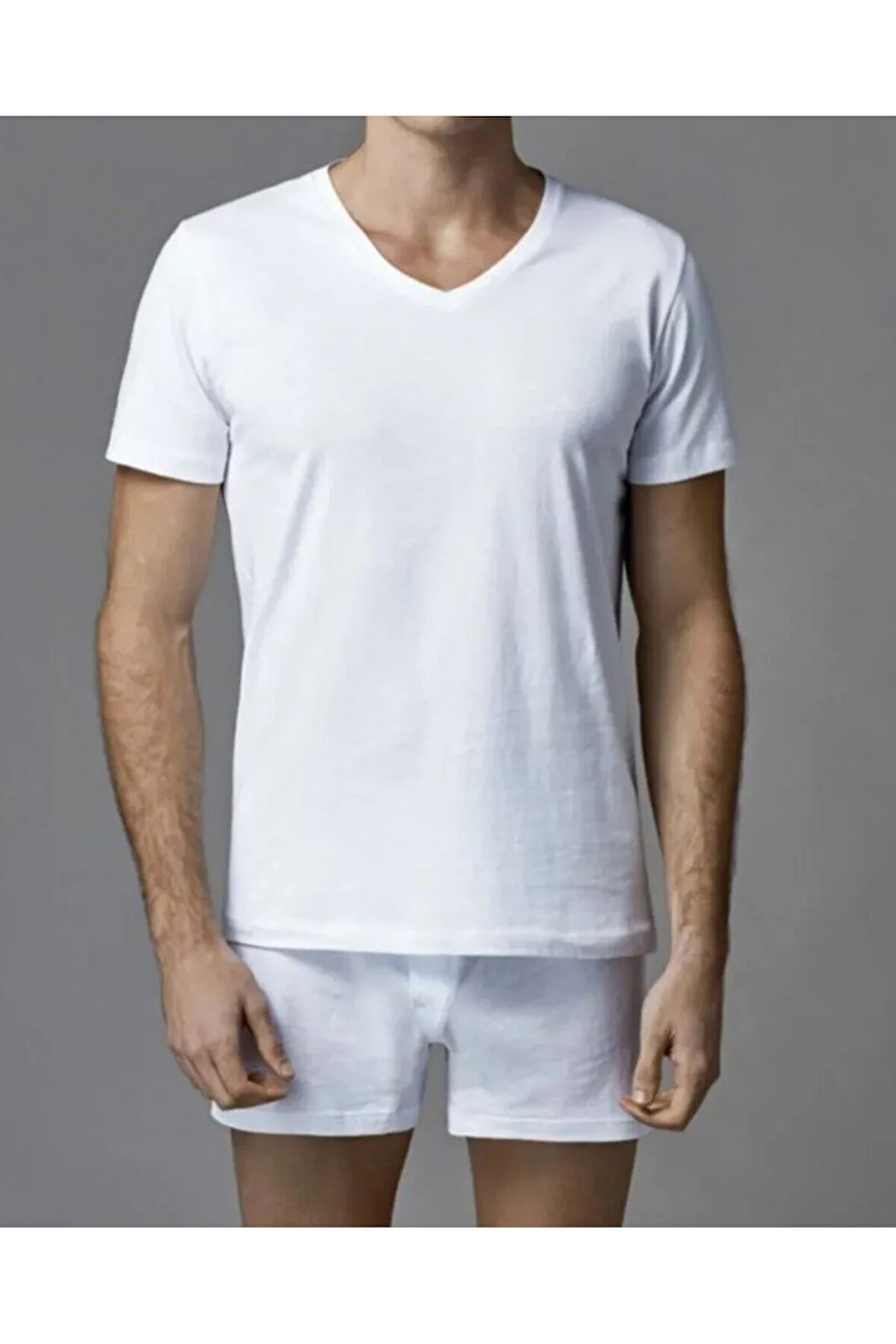 Erkek Giyim V Yaka Kısa Kollu 2'li Tişört Takım L1.ER.O04.S014