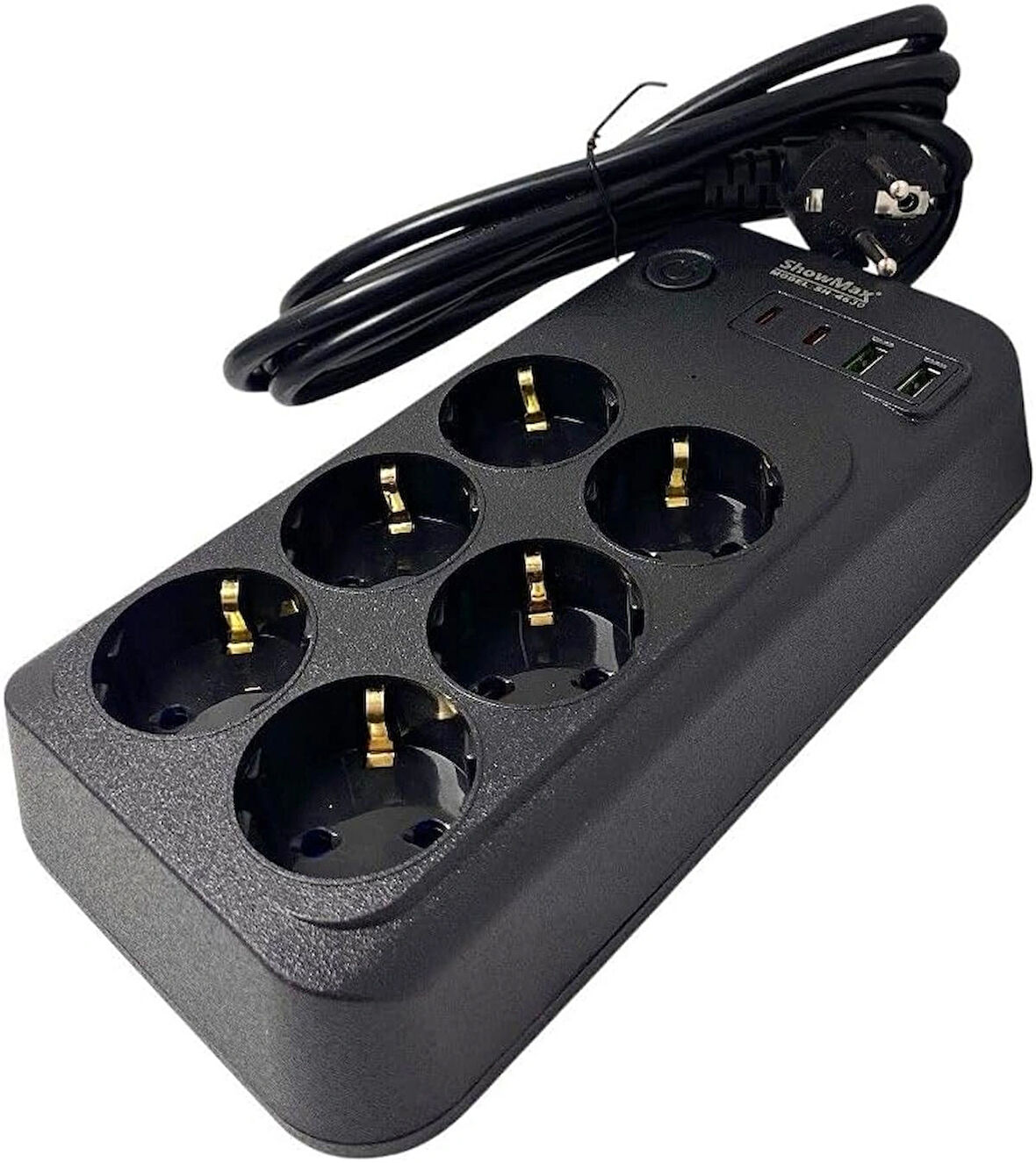 Lunatic Showmax Serisi SH-3046 Termal Akım Korumalı Priz 2 MT (6 Priz + 2 Usb + 2 Type-c) (6 Lı 2xUSB 2xType C Çıkışlı)