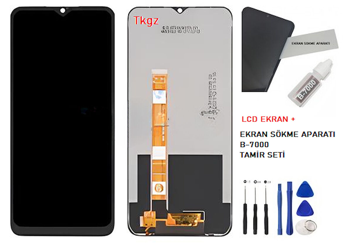 Tkgz - Oppo Realme 6İ Uyumlu Lcd Ekran Dokunmatik Orijinal + B-7000 + TAMİR SETİ