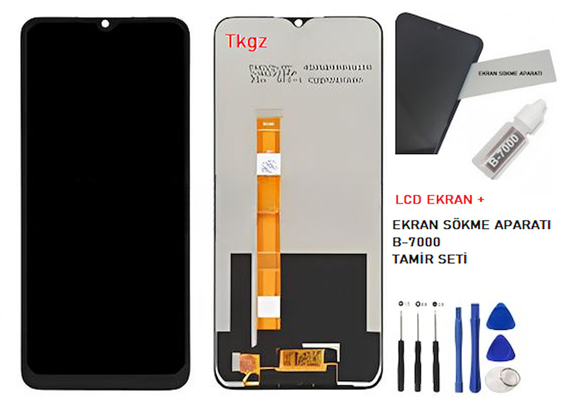 Tkgz - Oppo A15S Uyumlu Lcd Ekran Dokunmatik Orijinal + B-7000 + TAMİR SETİ