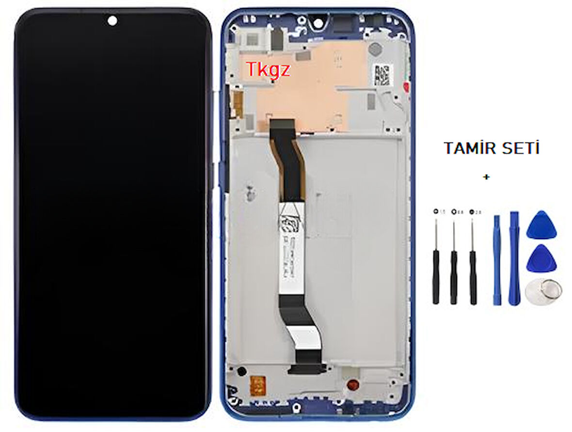 Tkgz - Xiaomi Redmi NOTE 8 Uyumlu Lcd Ekran Dokunmatik Orijinal ÇITALI MAVİ + TAMİR SETİ