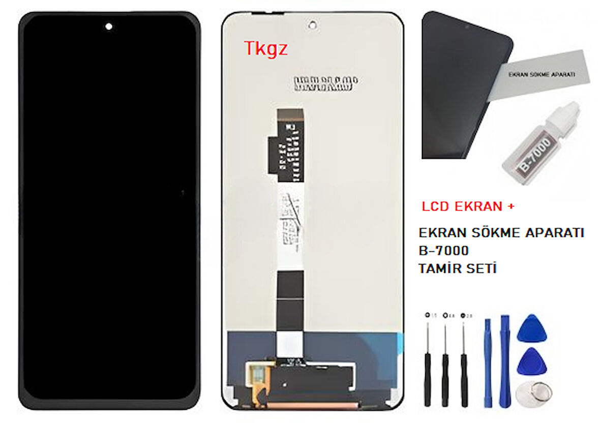 Tkgz - Xiaomi POCO X3 GT Uyumlu Lcd Ekran Dokunmatik Orijinal + B-7000 + TAMİR SETİ