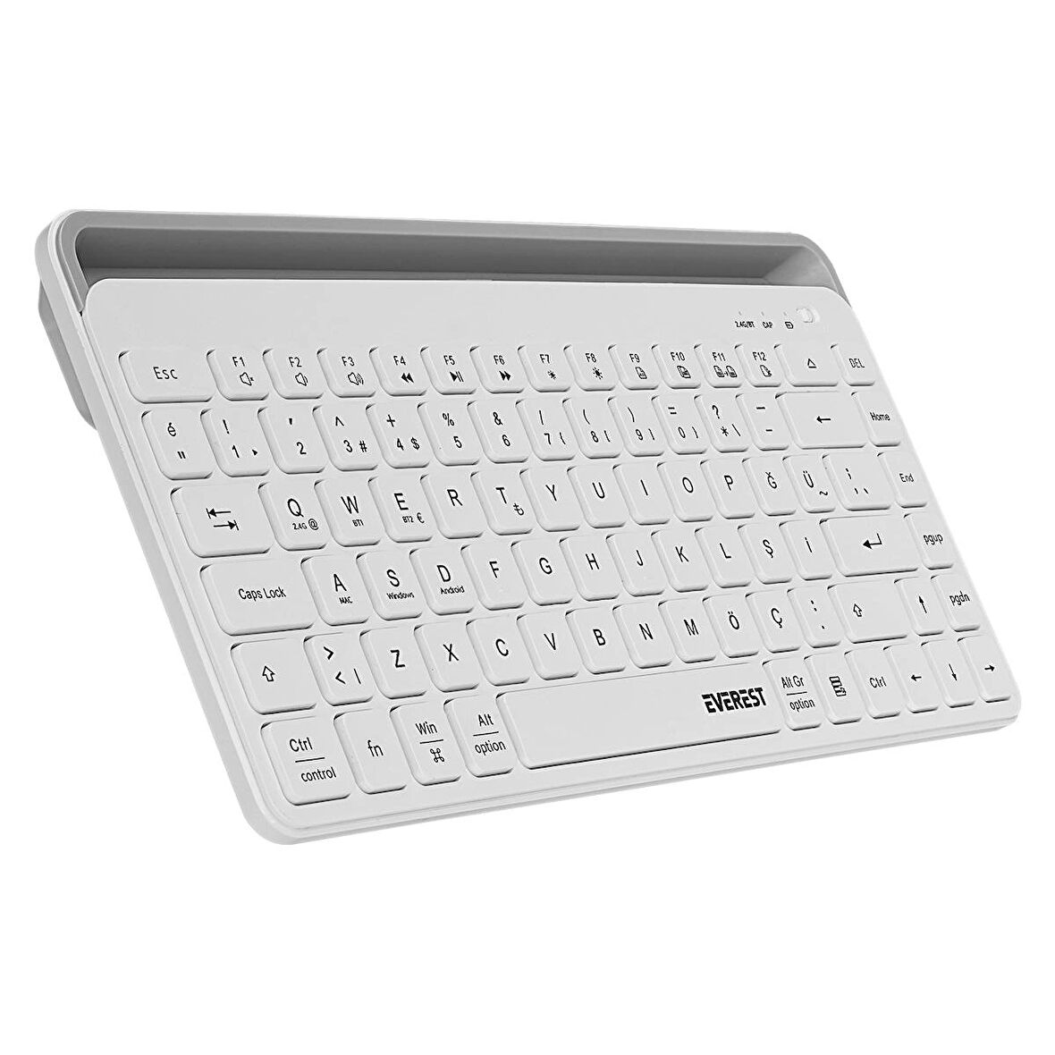 Everest KB-BT66 Beyaz 2.4G+BT1+BT2 üçü bir arada 3 in 1 2.4/Bluetooth Çift Modlu PC/Mobil Bilgisayar Tablet Televizyon Uyumlu Q Kablosuz klavye