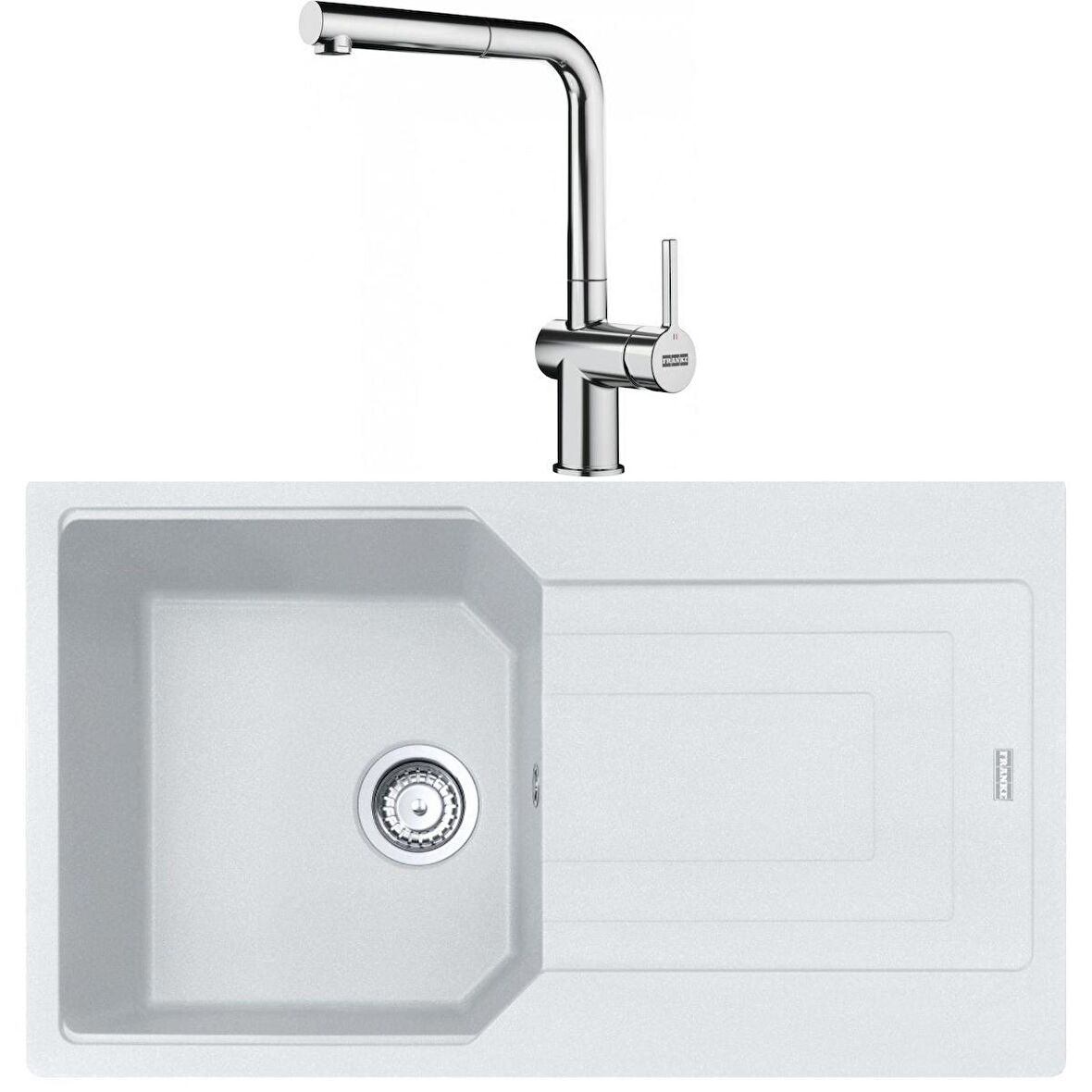 Franke Urban UBG 611-86 Bianco Granit Eviye-Active Plus Doccia Krom 2.0 Batarya Seti