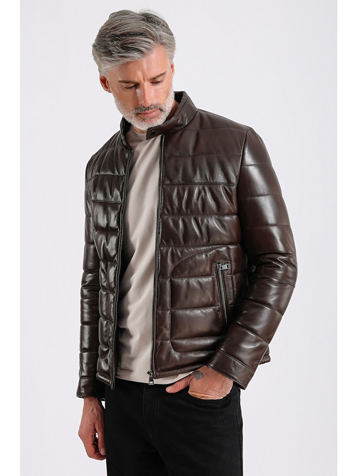 Gabriel Erkek Şişme Hakiki Deri Mont