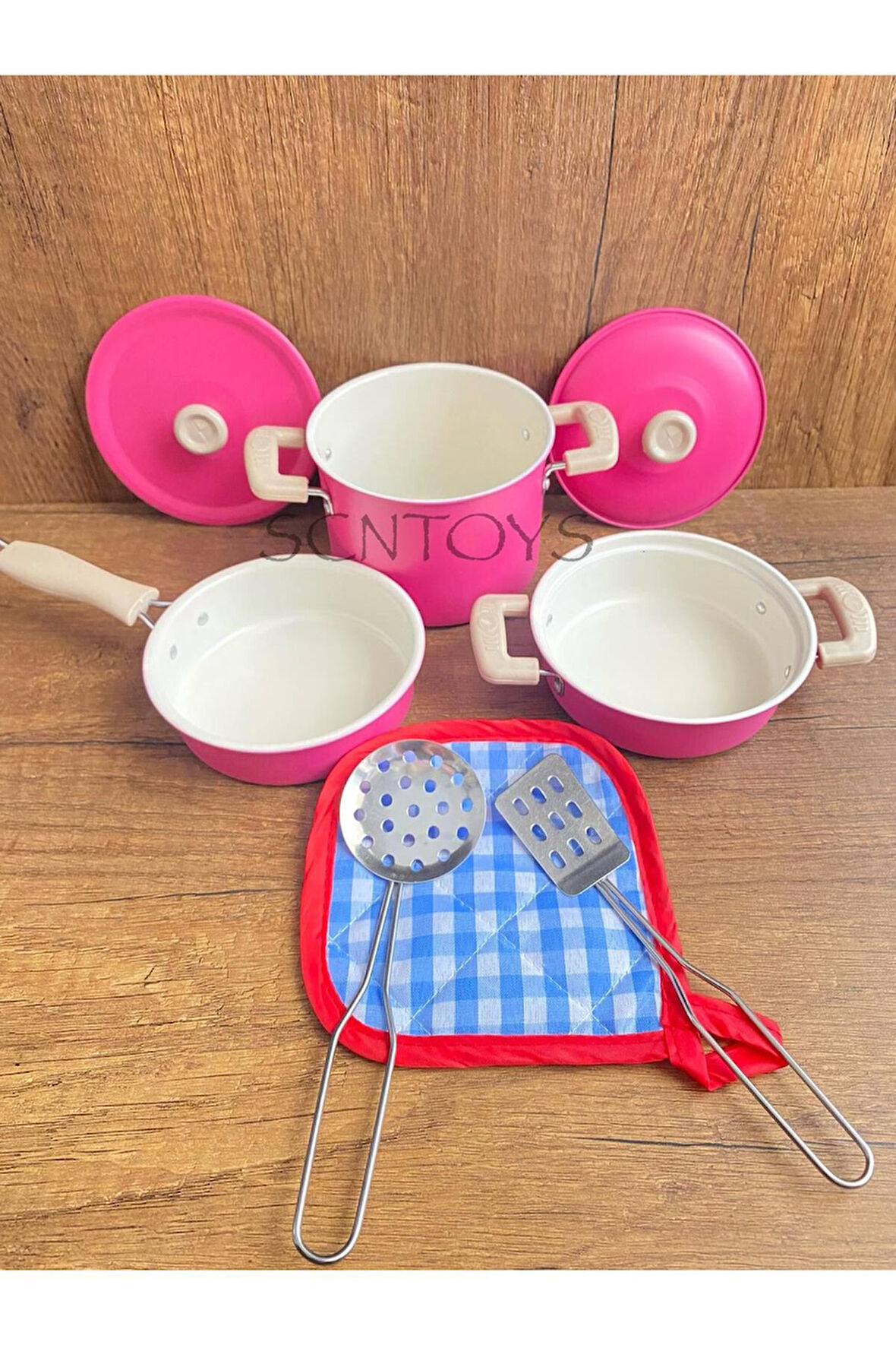 8 Parça Emaye Metal Oyuncak Tencere Tava Seti Evcilik Mutfak Oyun Seti Emaye Metal Paslanmaz Çelik