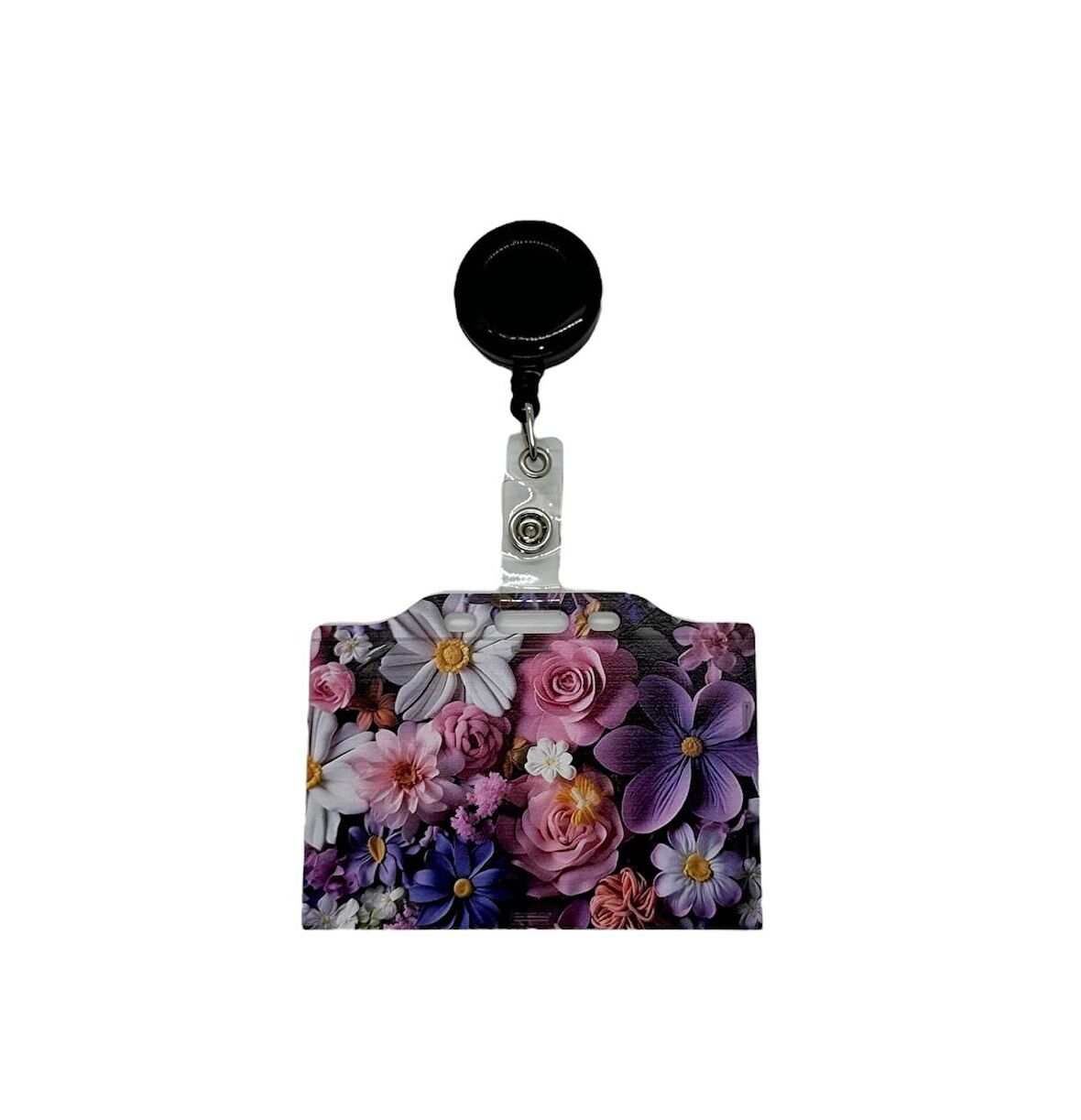 Renkli Çiçekler 2 Temalı Yatay Kart Kabı Kart Koruyucu