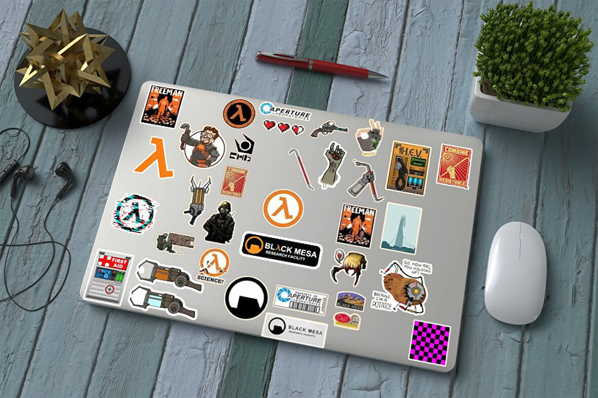 half life gamer gaming sticker paketi /bullet journal defter çıkartma ajanda laptop etiket