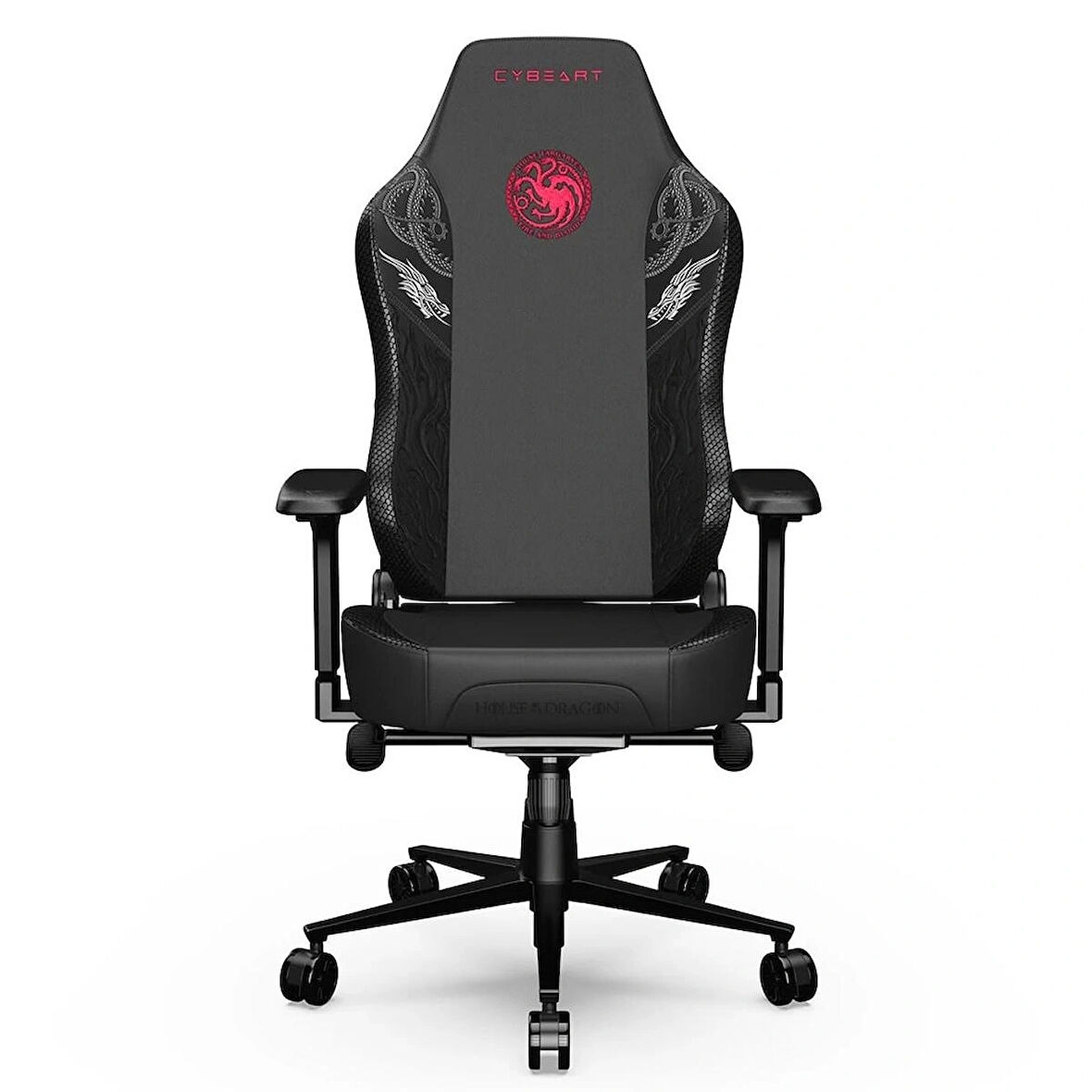 Cybeart Game of Thrones Series House Targaryen Edition PU Deri Bel Destekli 4D Hafızalı Yastık Oyuncu Koltuğu